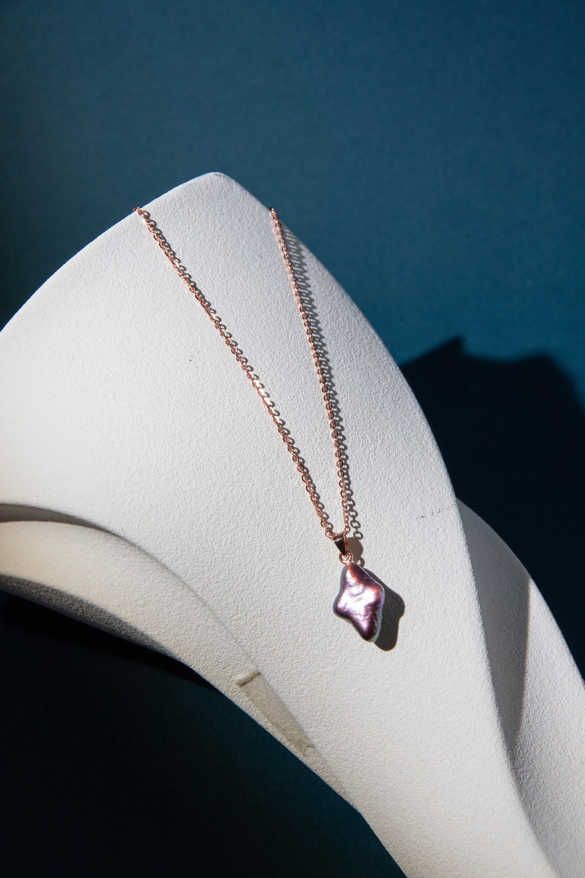 wine violet polar star necklace with rosegold plated silver chain.