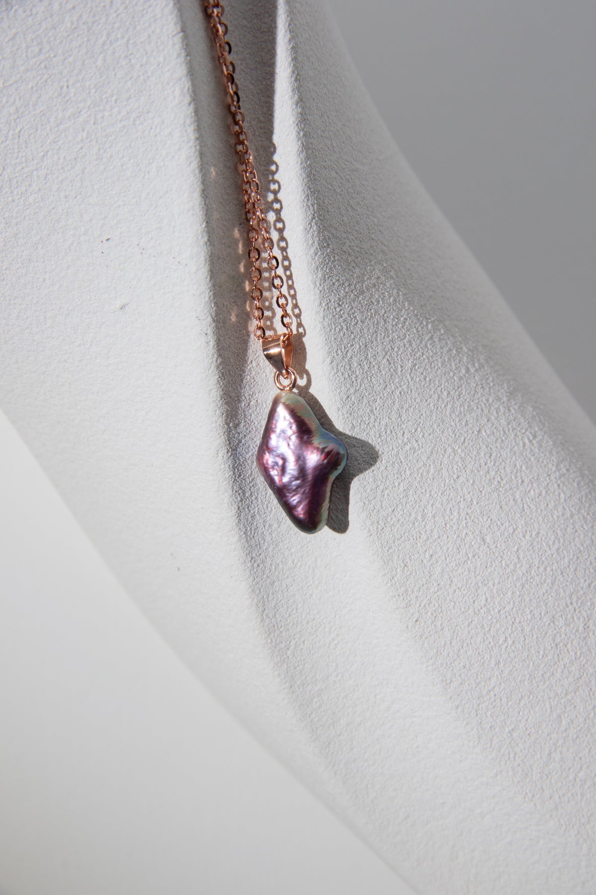 wine violet polar star necklace with rosegold plated silver chain.