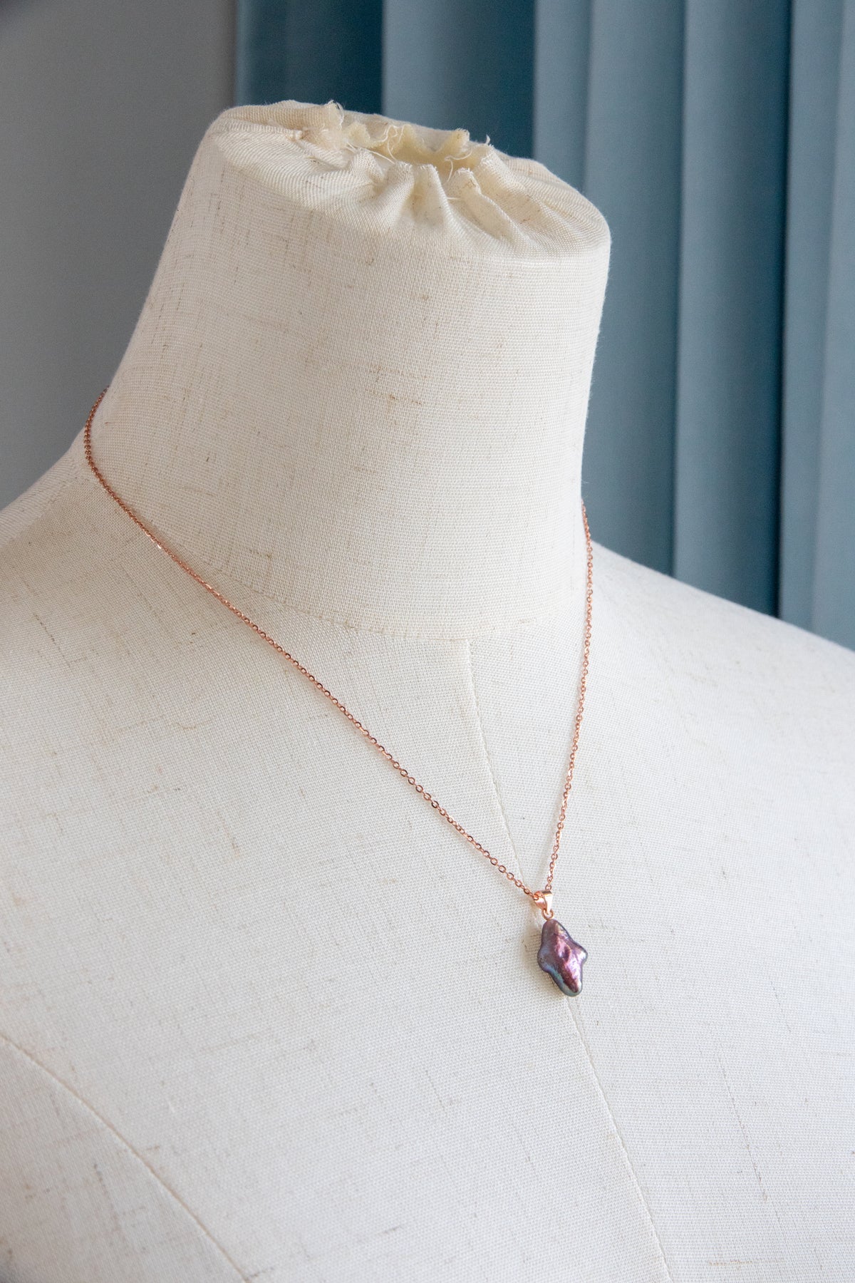 wine violet polar star necklace with rosegold plated silver chain.
