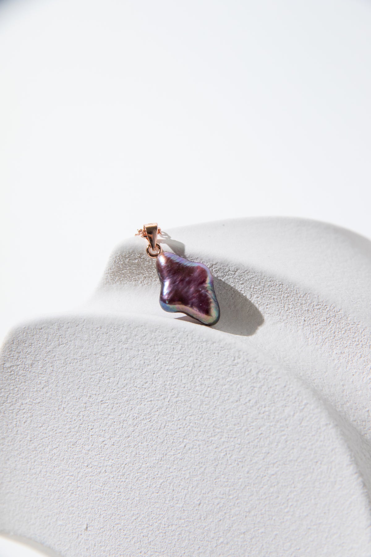 wine violet polar star necklace with rosegold plated silver chain.