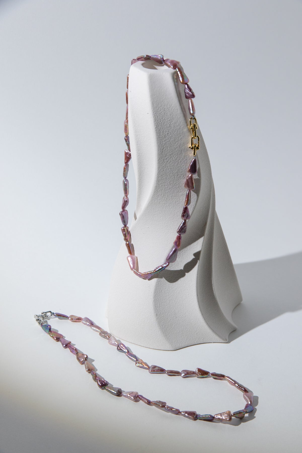 direction necklace-natural purple triangle pearls