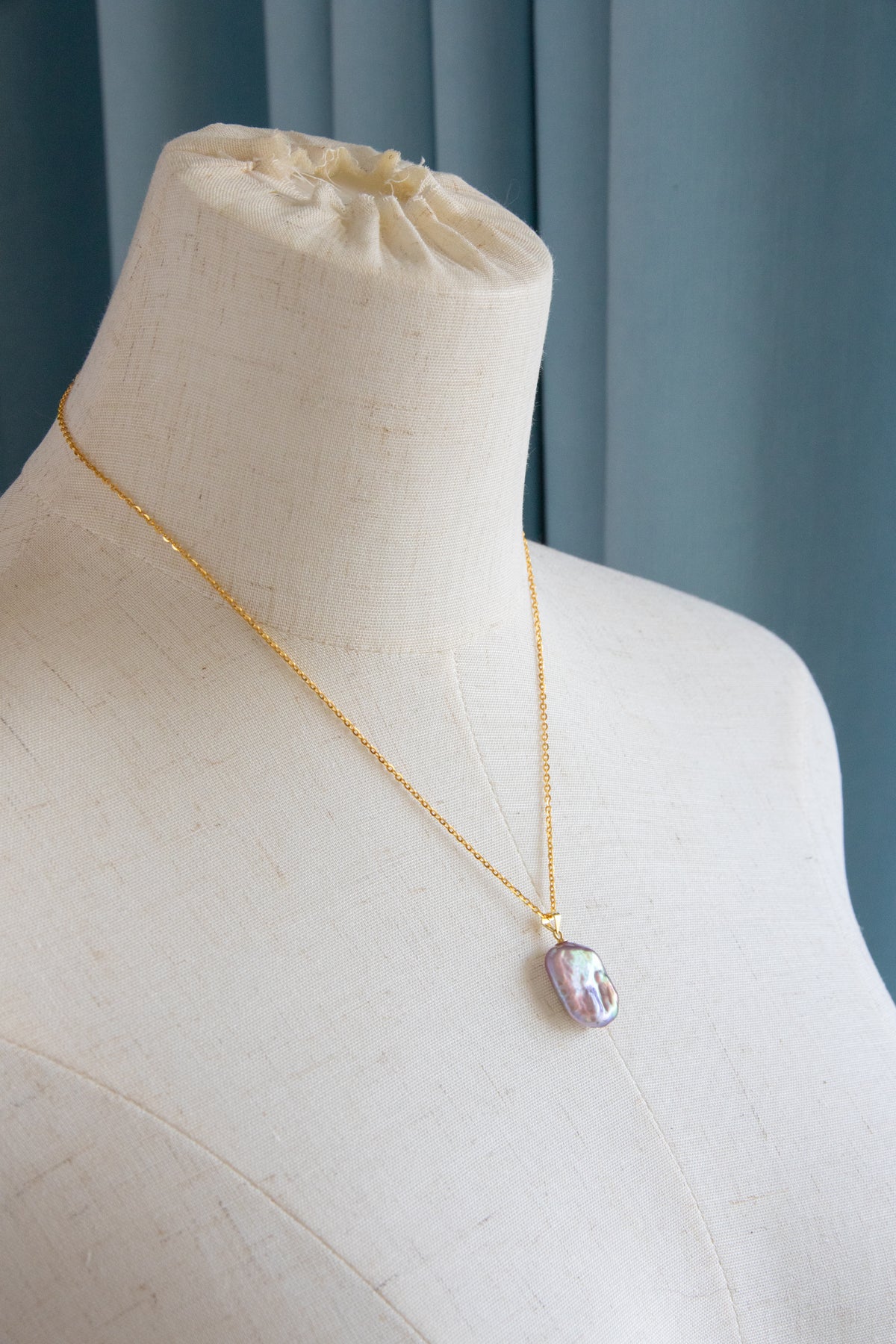 fairy color square pearl necklace-chain included