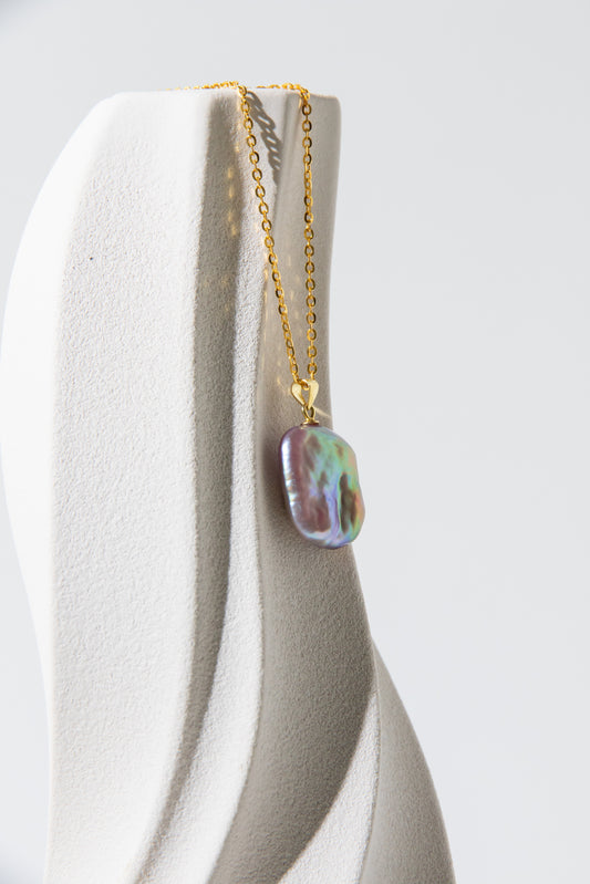 fairy color square pearl necklace-chain included