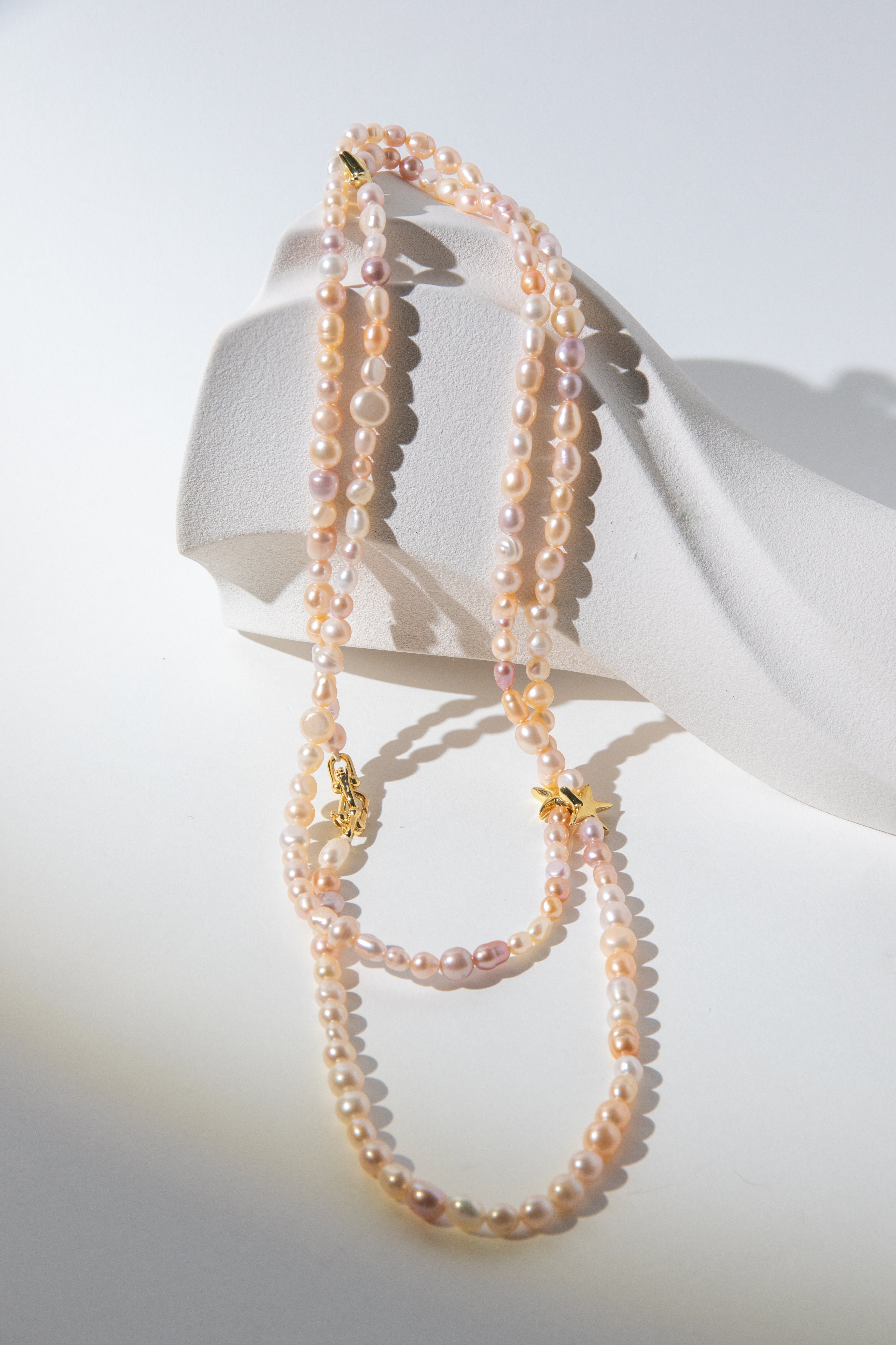 Long necklace with candy color freshwater pearls-entry level