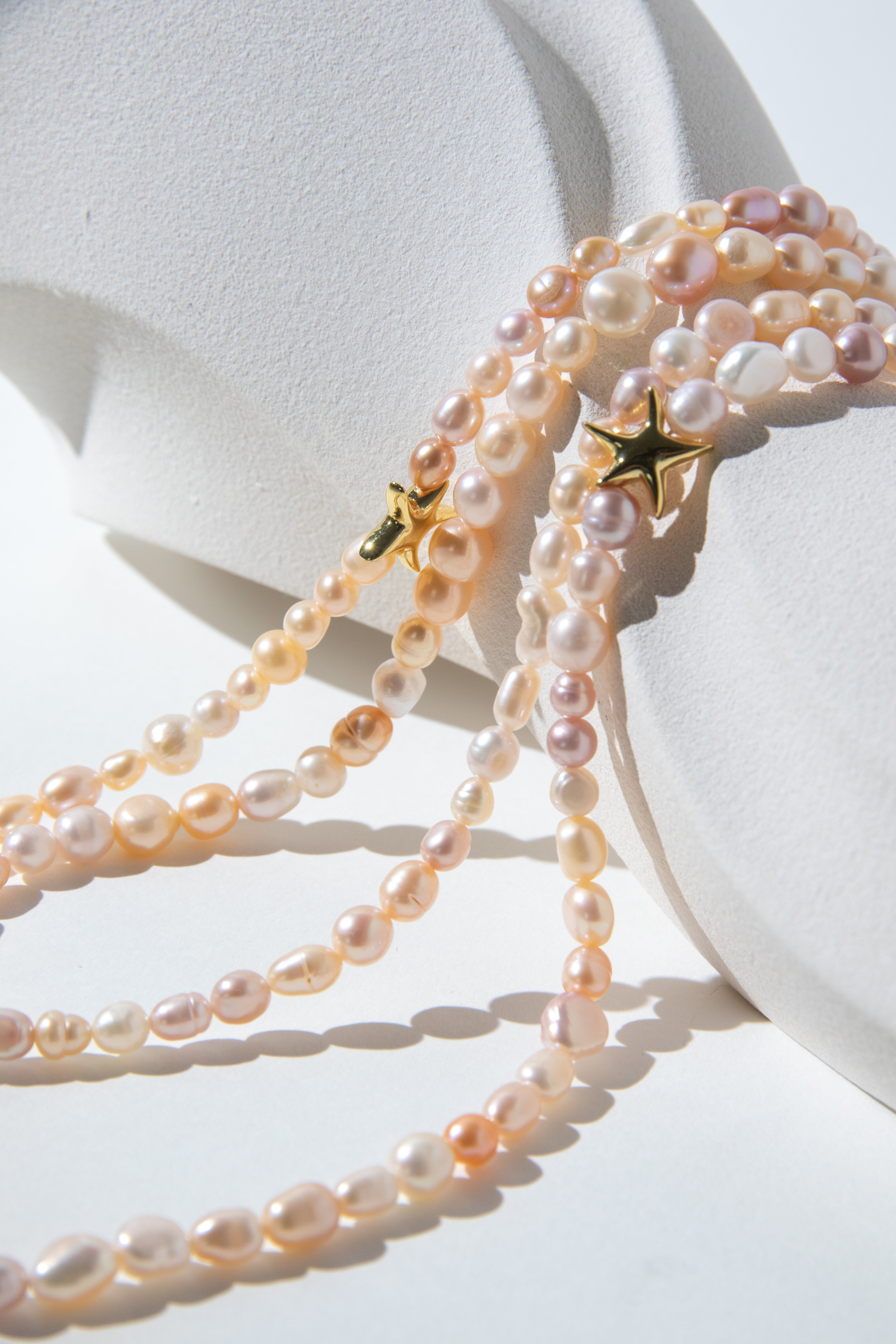 Long necklace with candy color freshwater pearls-entry level