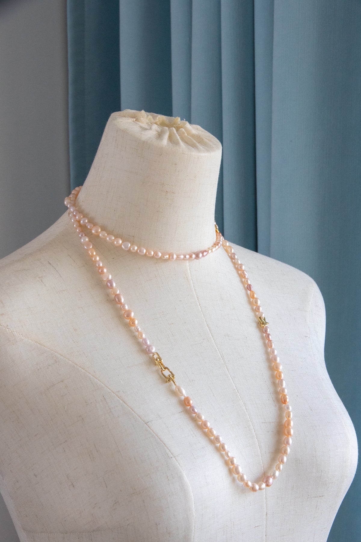 Long necklace with candy color freshwater pearls-entry level