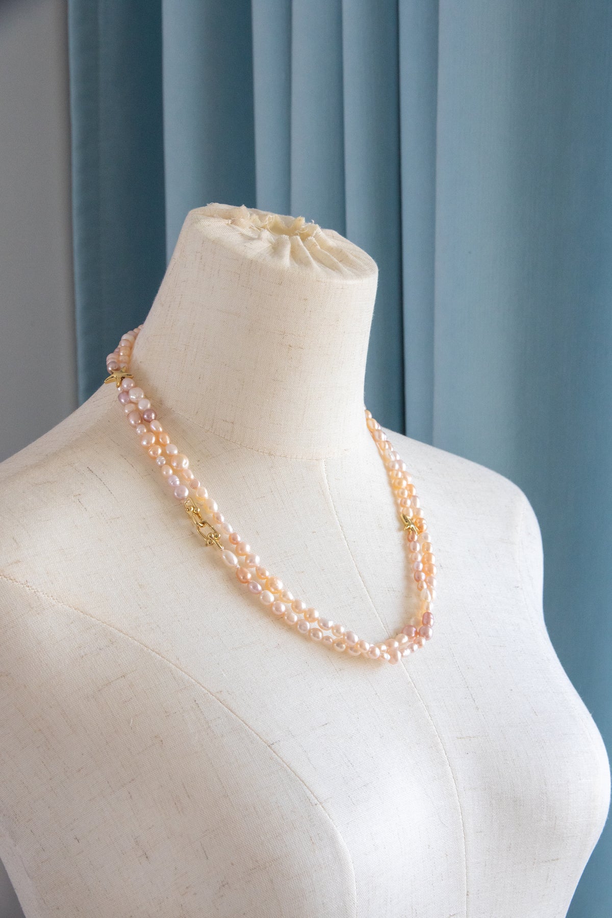 Long necklace with candy color freshwater pearls-entry level