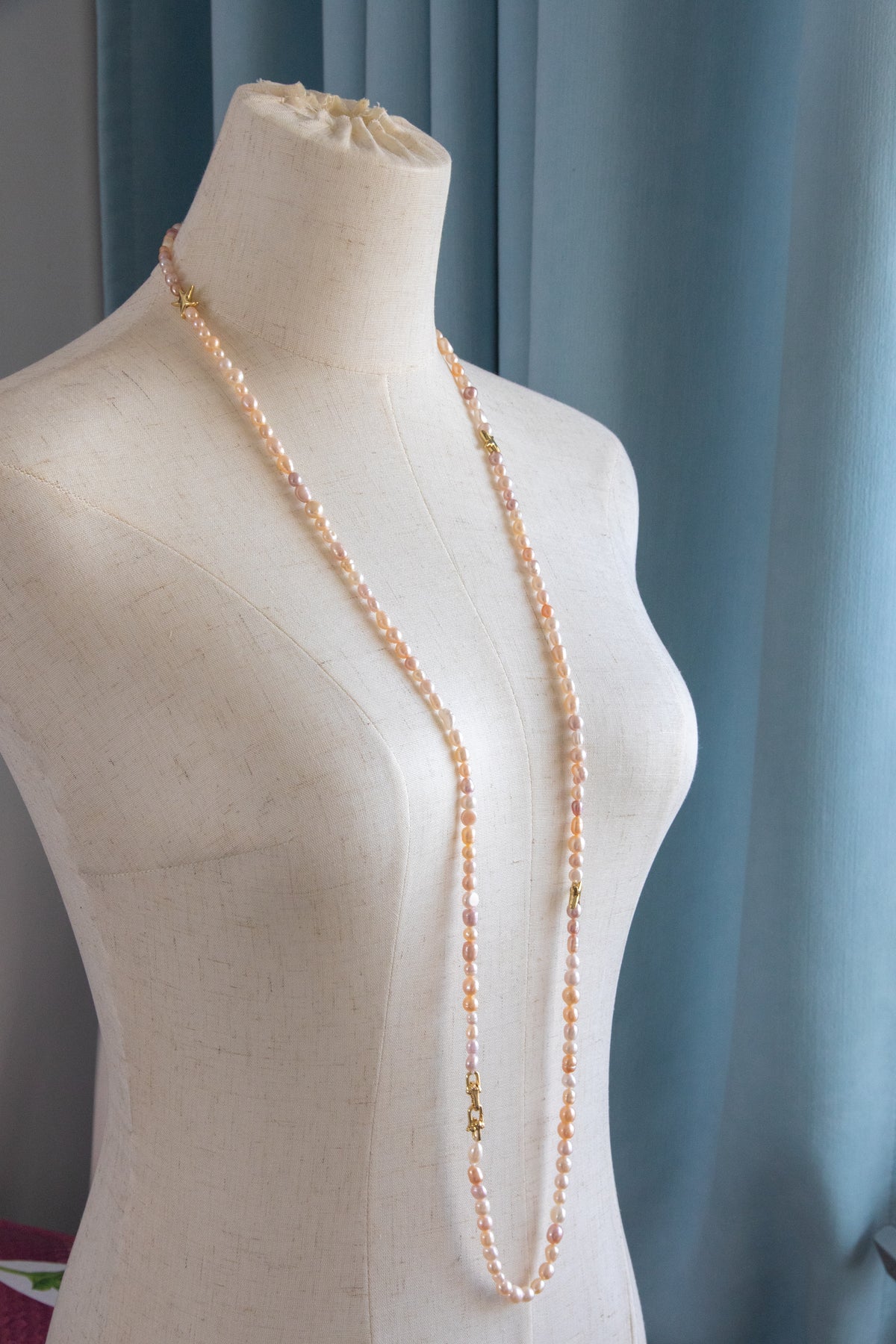 Long necklace with candy color freshwater pearls-entry level