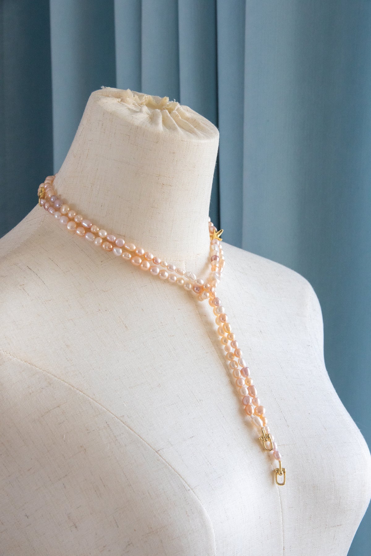 Long necklace with candy color freshwater pearls-entry level