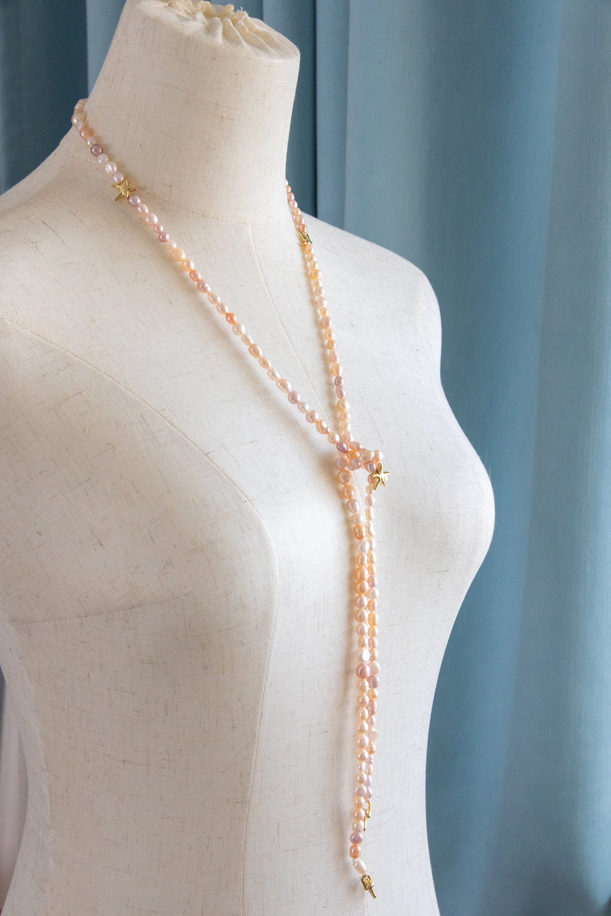 Long necklace with candy color freshwater pearls-entry level