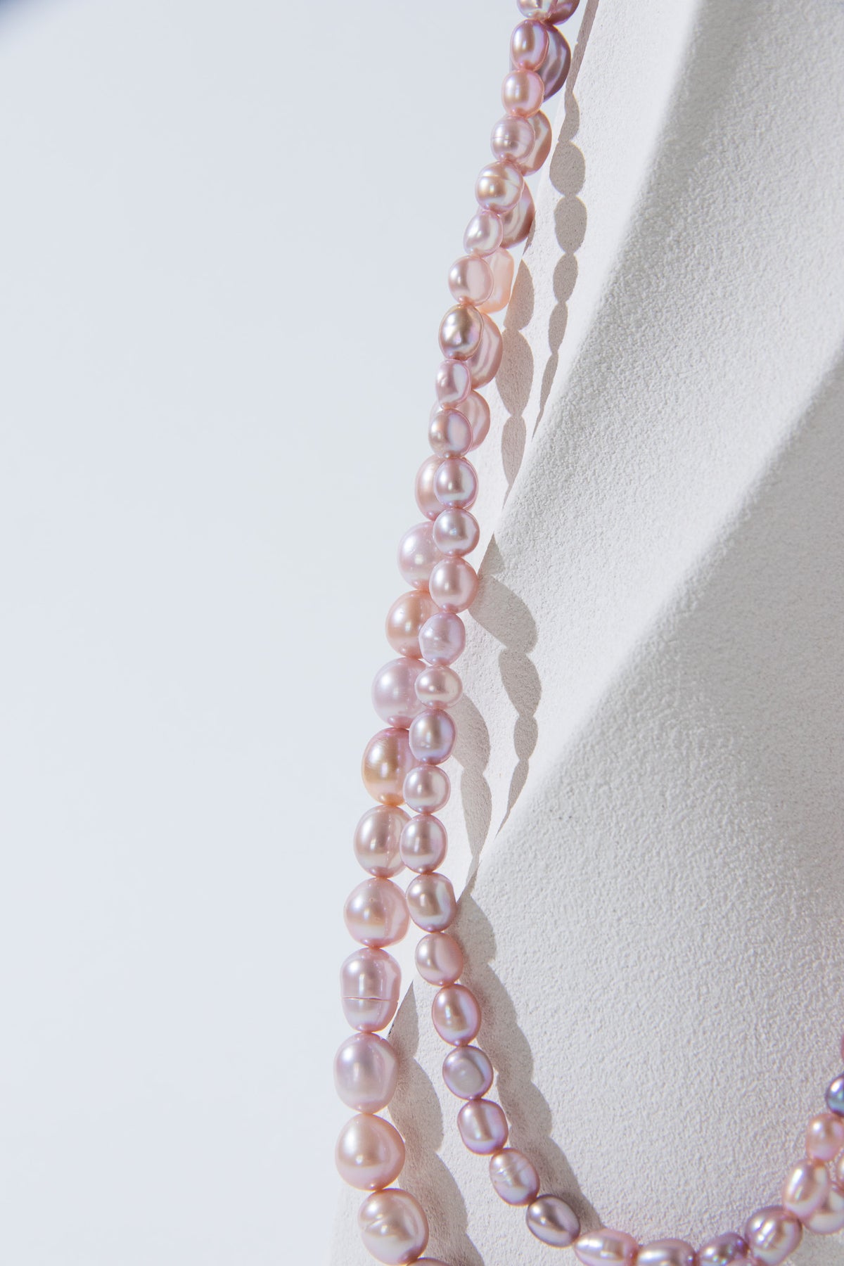 Natural lavender color freshwater pearl gradient sized necklace - 100cm long