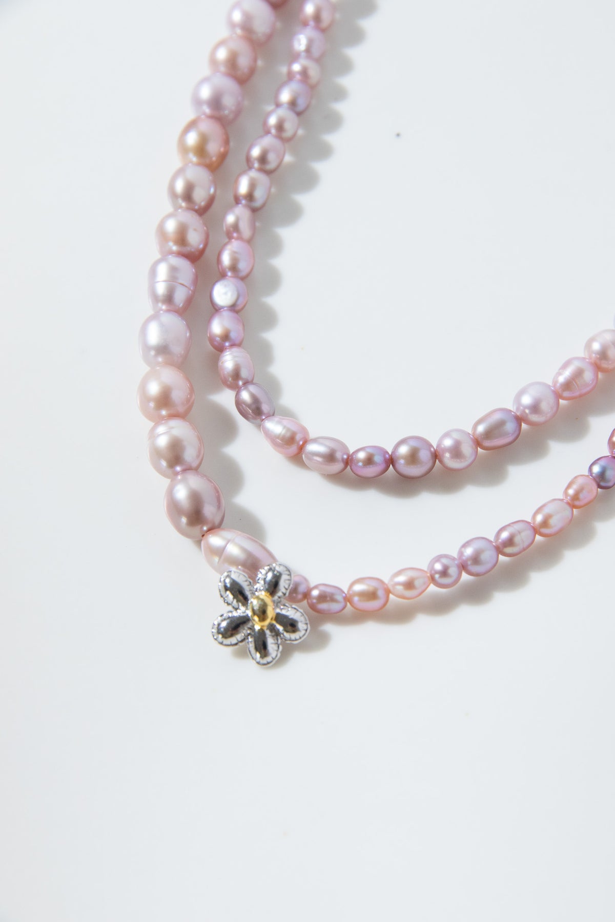 Natural lavender color freshwater pearl gradient sized necklace - 100cm long