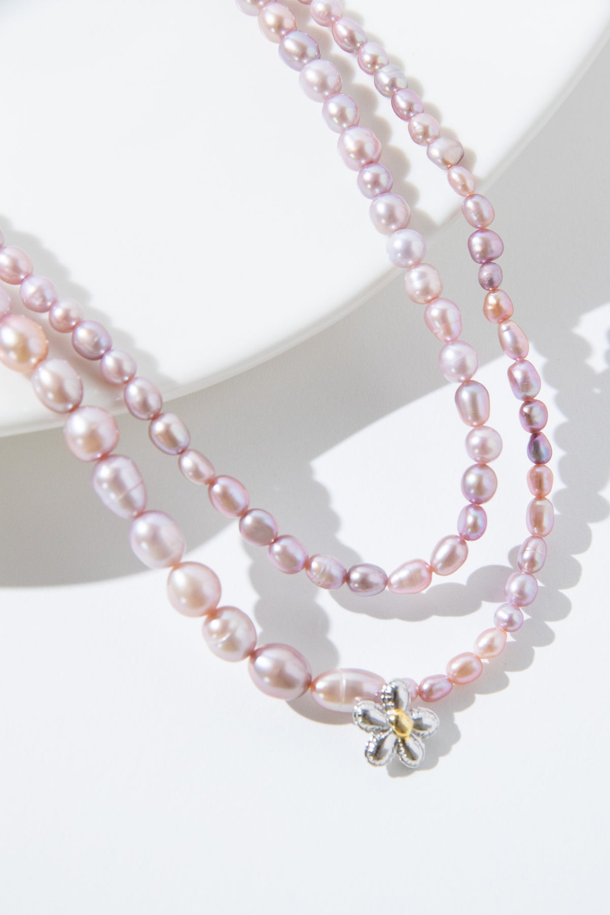 Natural lavender color freshwater pearl gradient sized necklace - 100cm long