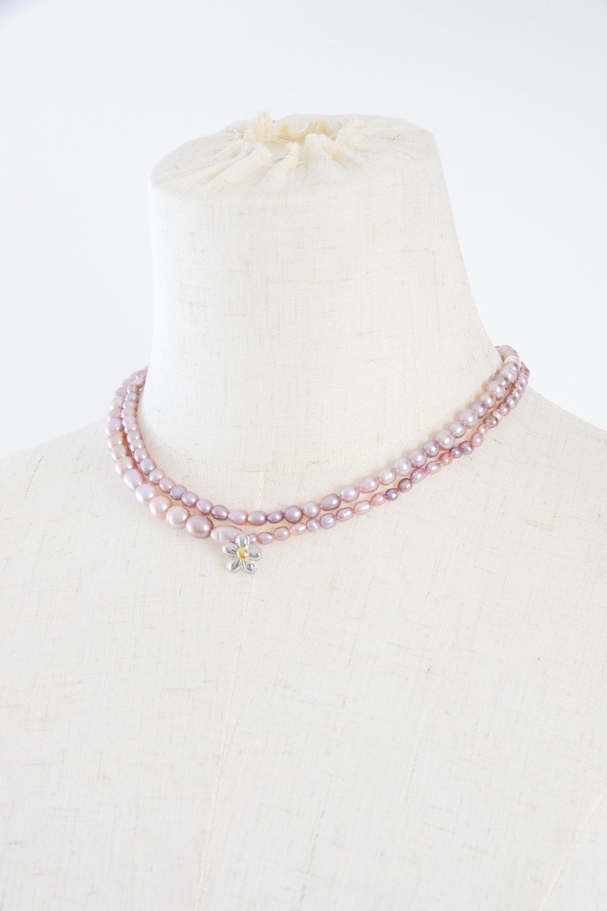 Natural lavender color freshwater pearl gradient sized necklace - 100cm long