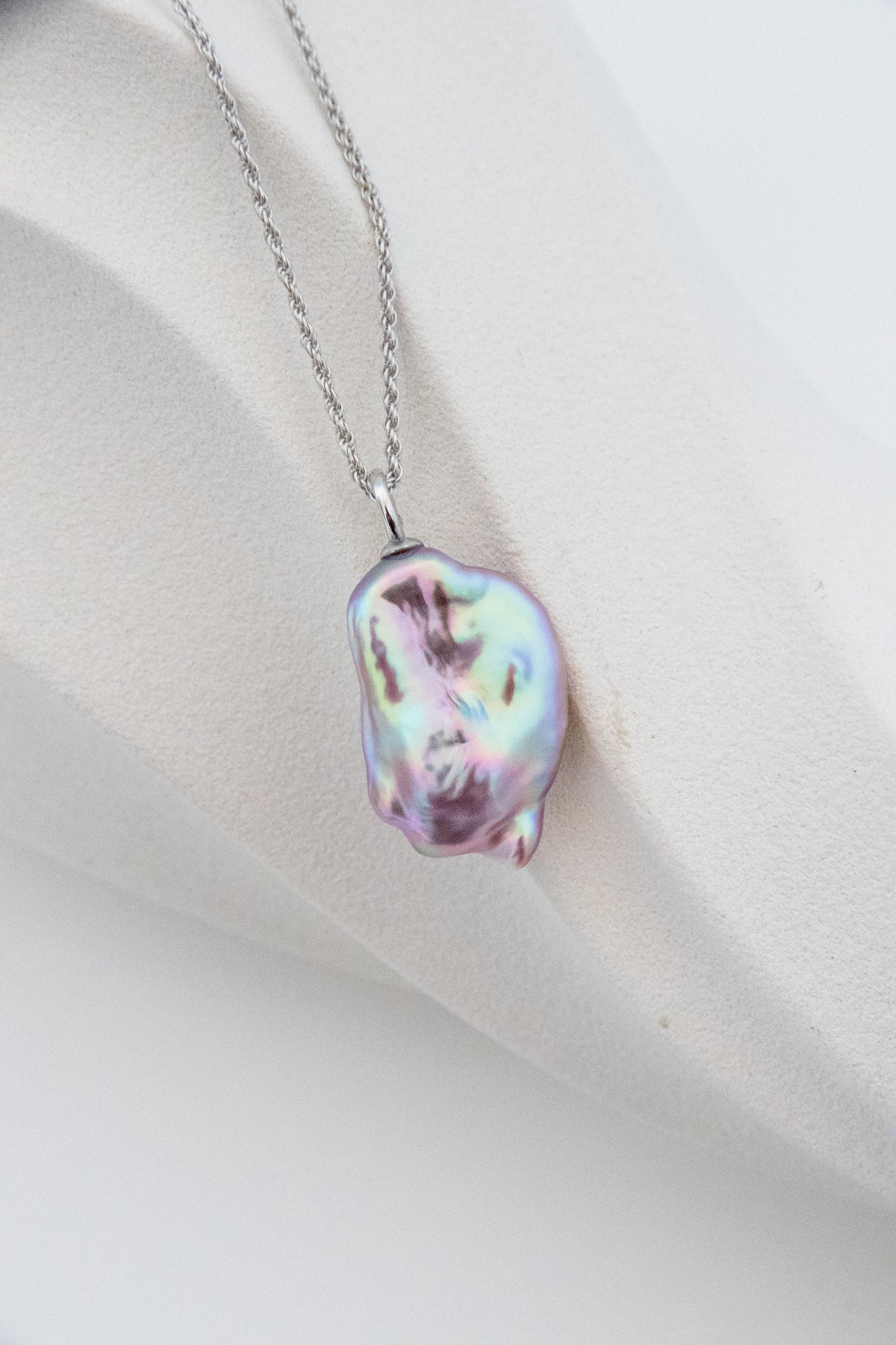 Top excellent level seedless baroque pearl necklace-DREAMY blue