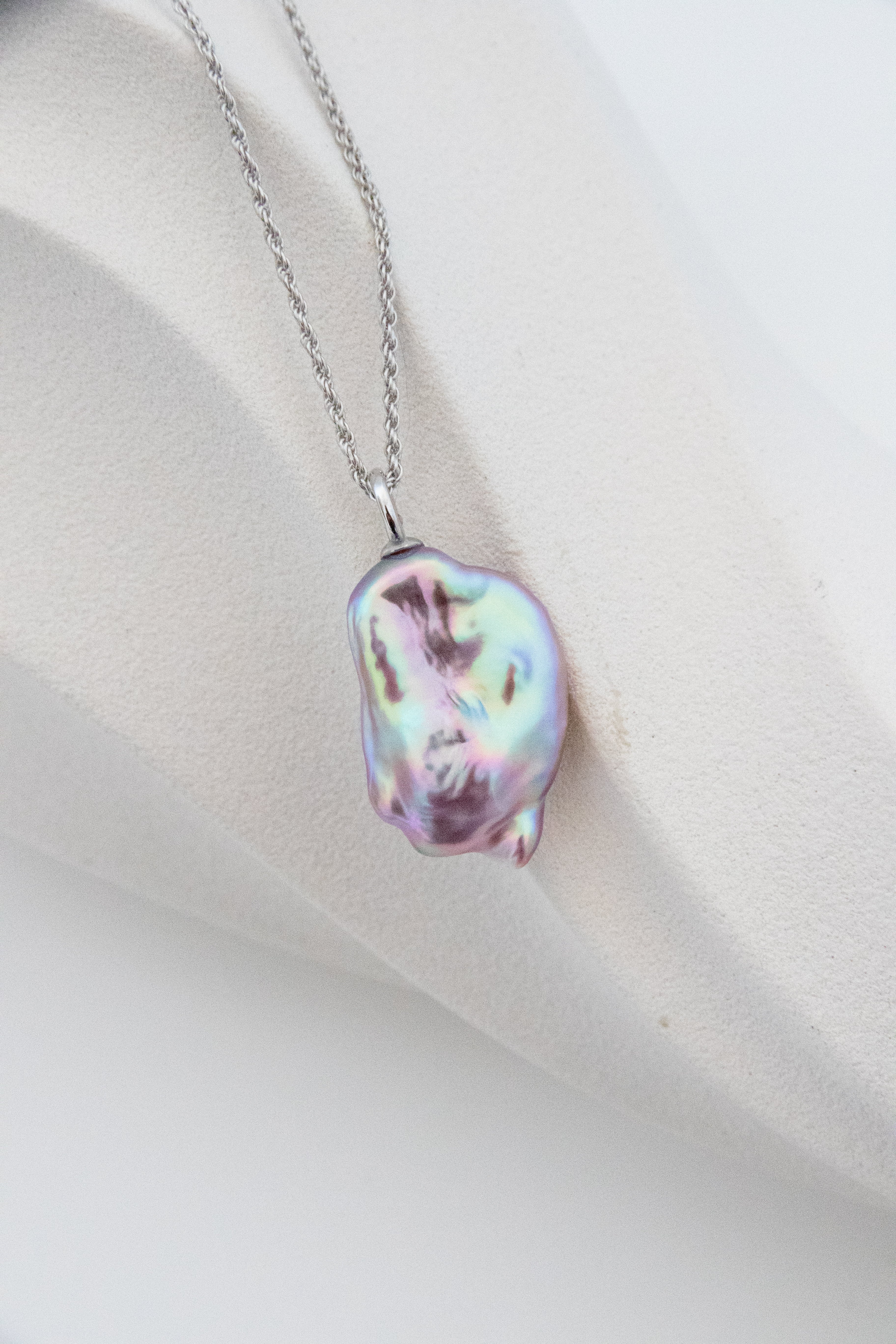 Top excellent level seedless baroque pearl necklace-DREAMY blue
