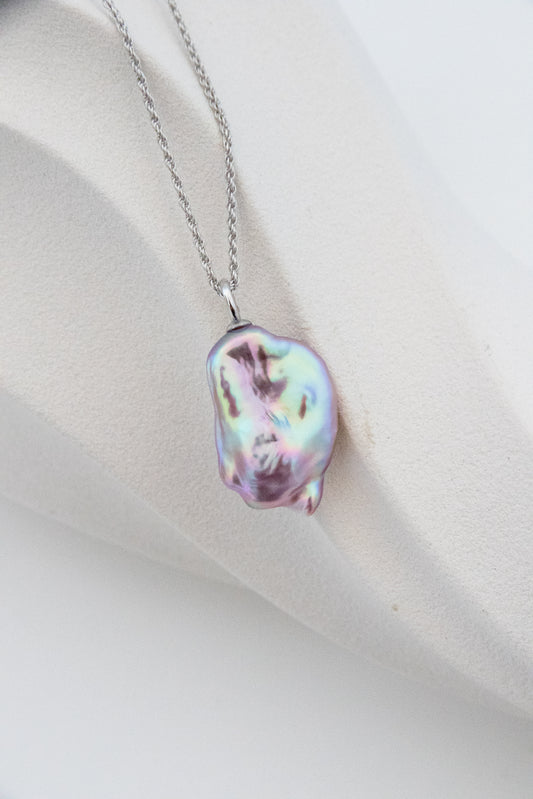 Top excellent level seedless baroque pearl necklace-DREAMY blue