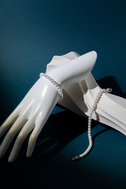 Excellent level standard super shiny white flat round pearl bracelets