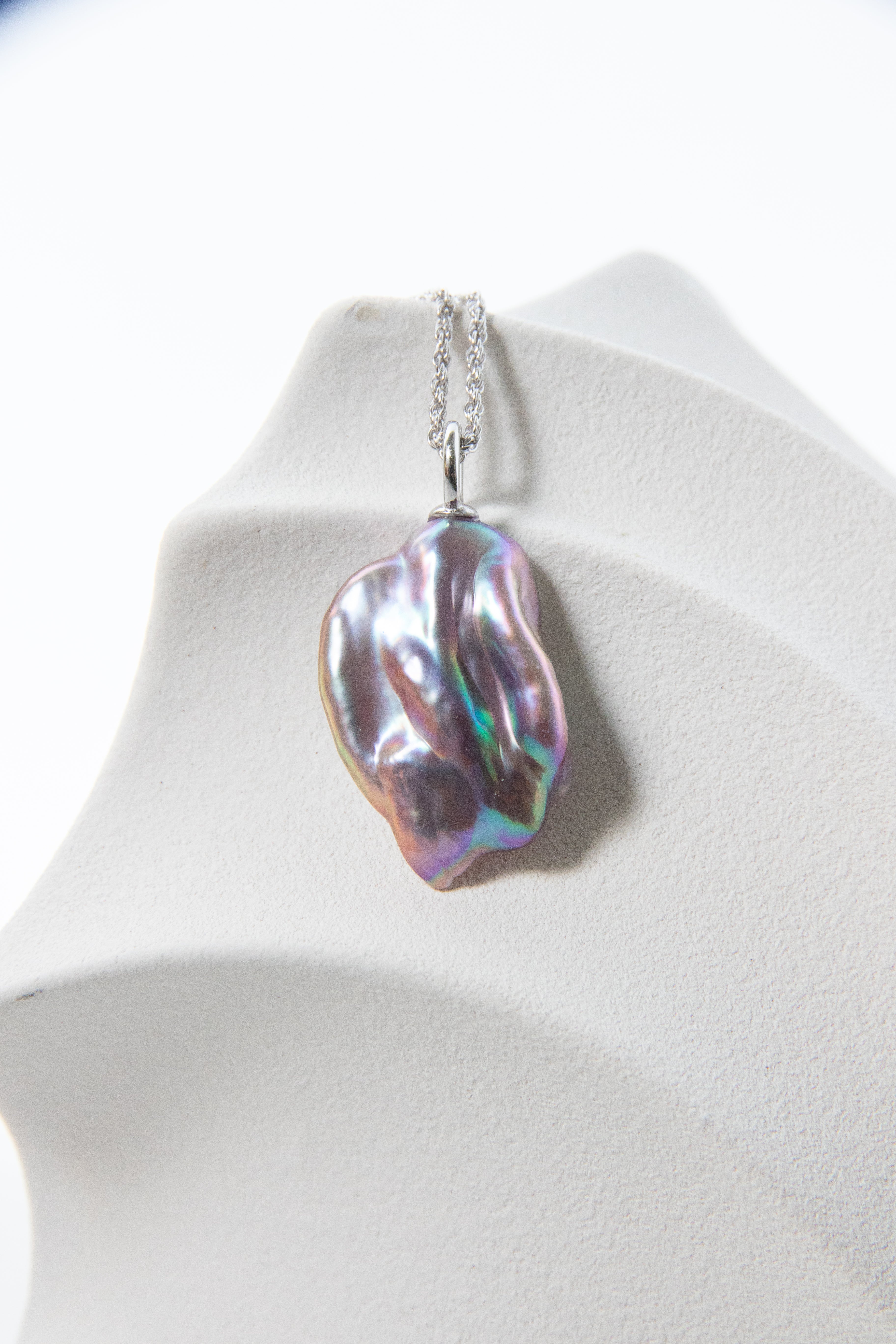 Top excellent level seedless baroque pearl necklace-DREAMY blue