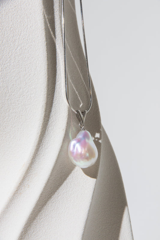 Top excellent level shiny standard white medium sized baroque pearl necklace-Nr.3