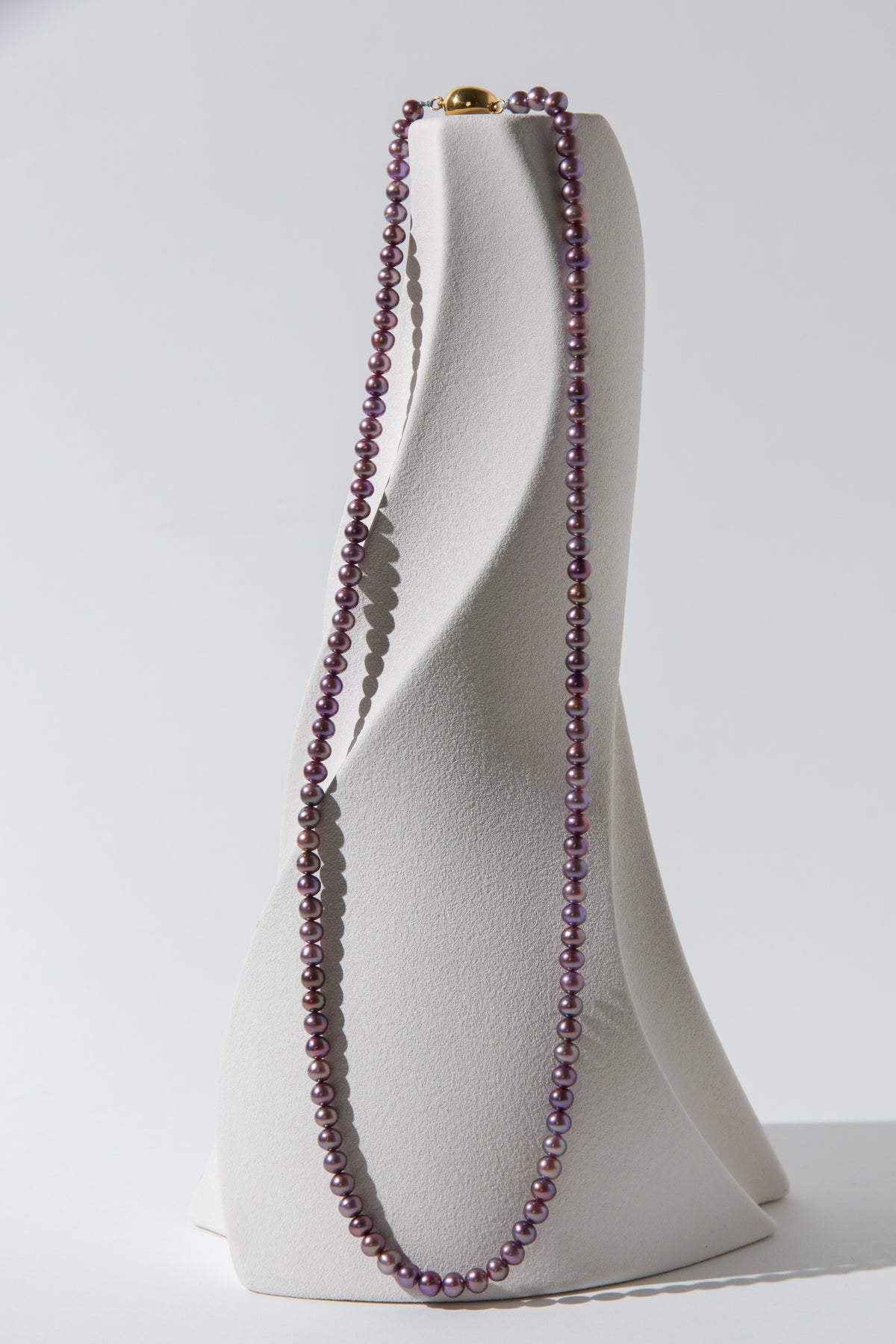 48cm long small round natural purple pearl necklace