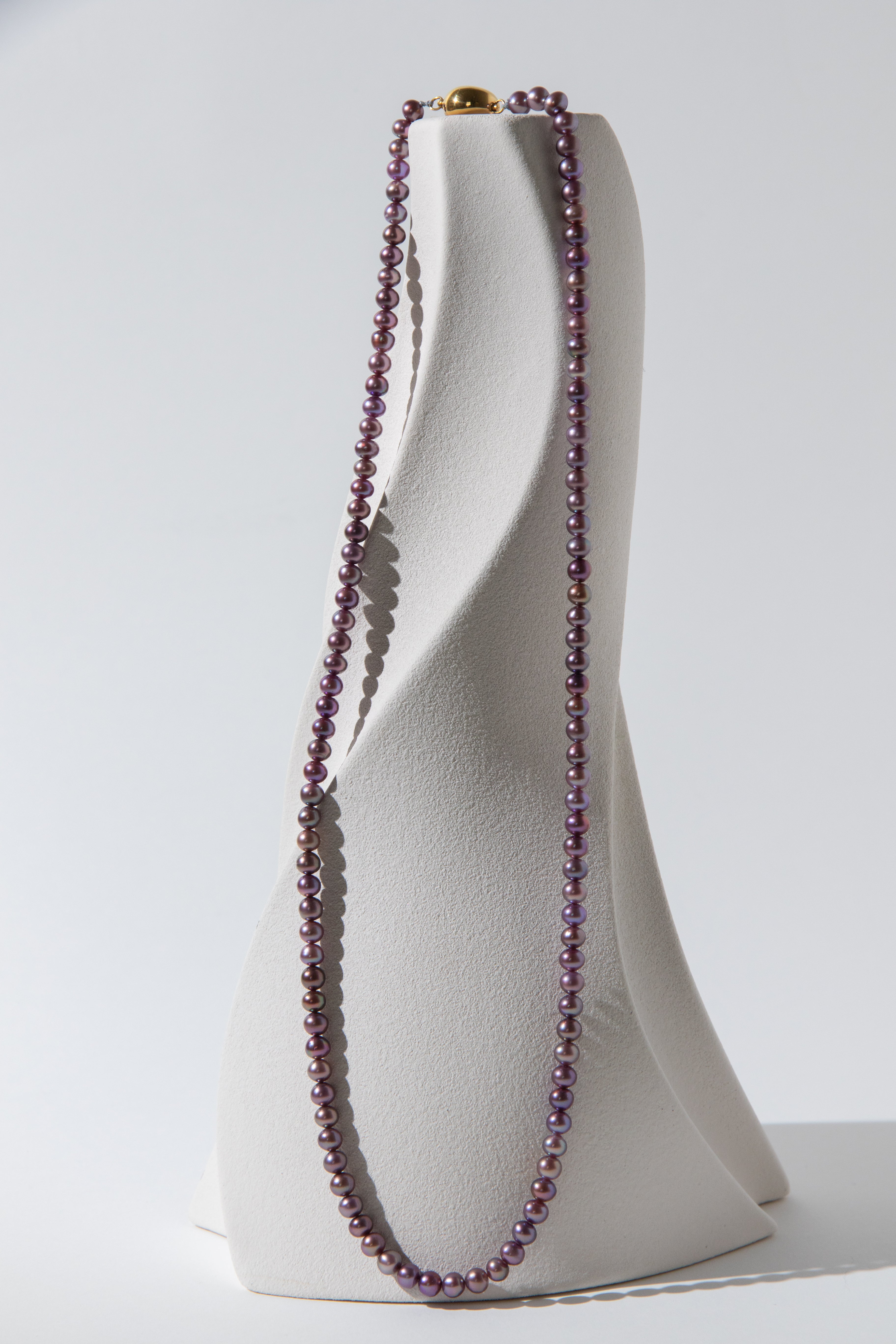 48cm long small round natural purple pearl necklace