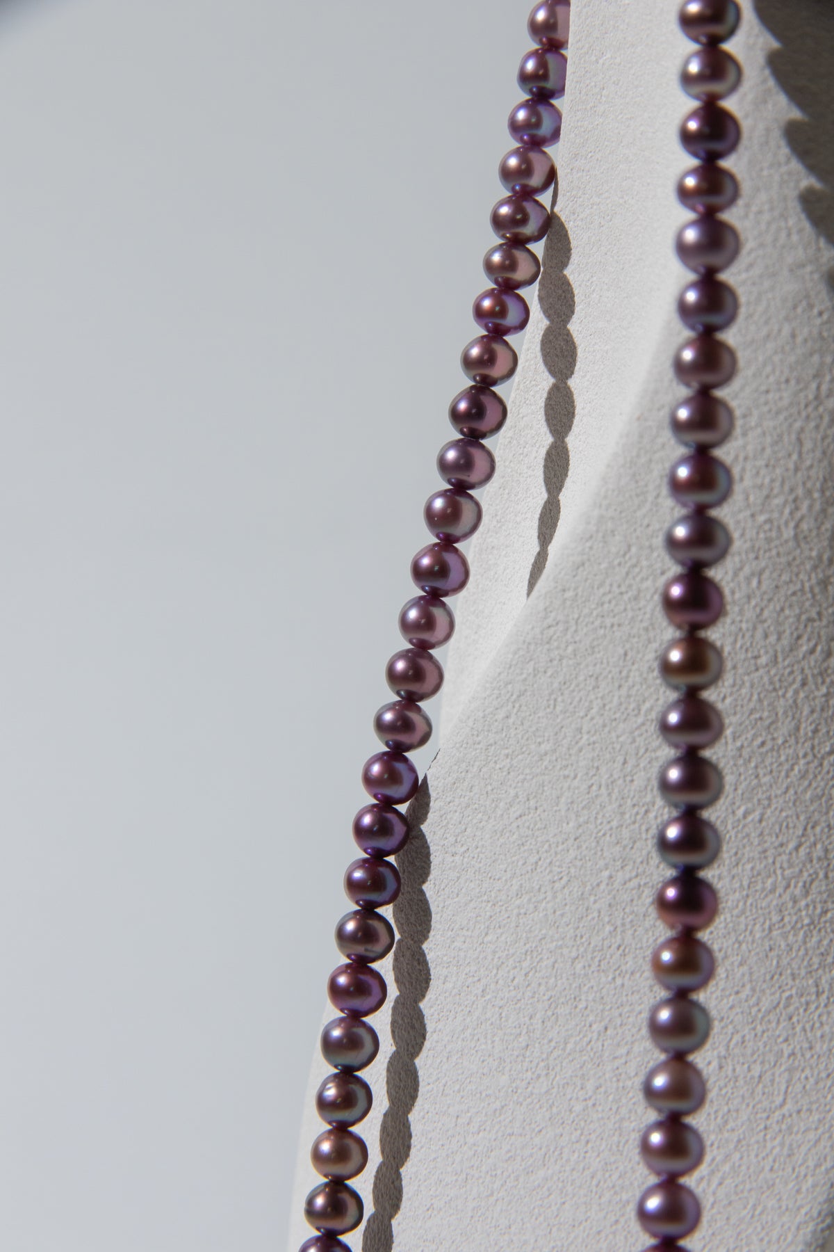 48cm long small round natural purple pearl necklace
