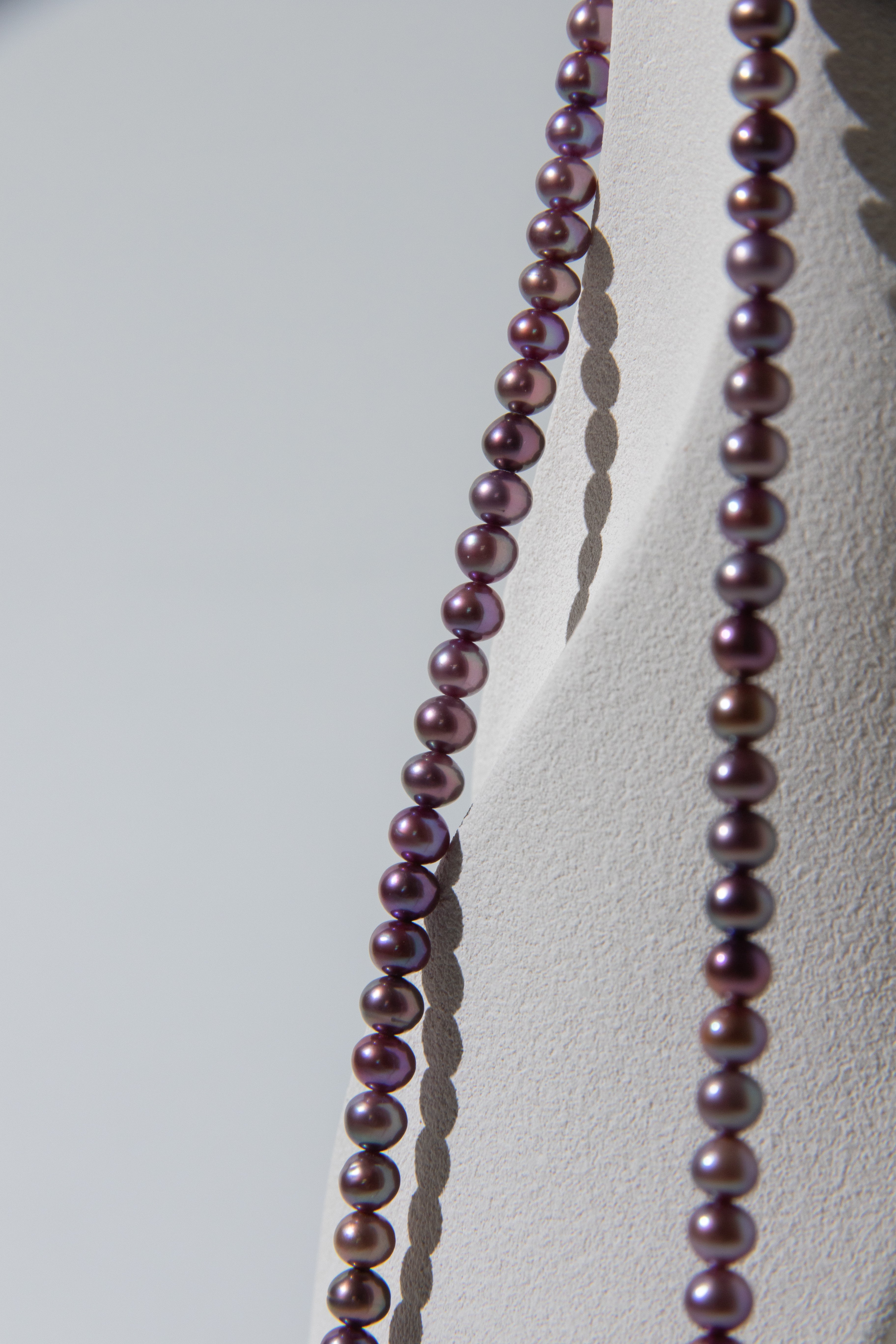 48cm long small round natural purple pearl necklace