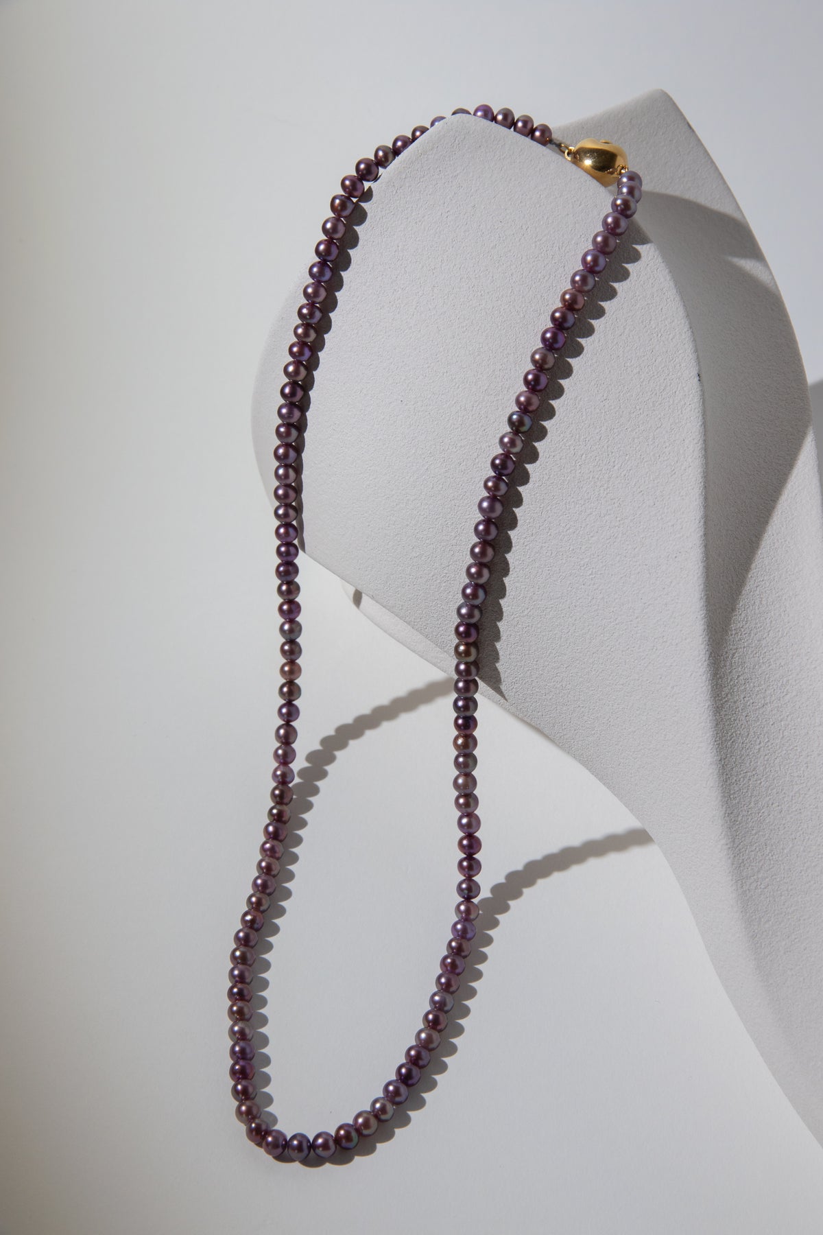 48cm long small round natural purple pearl necklace