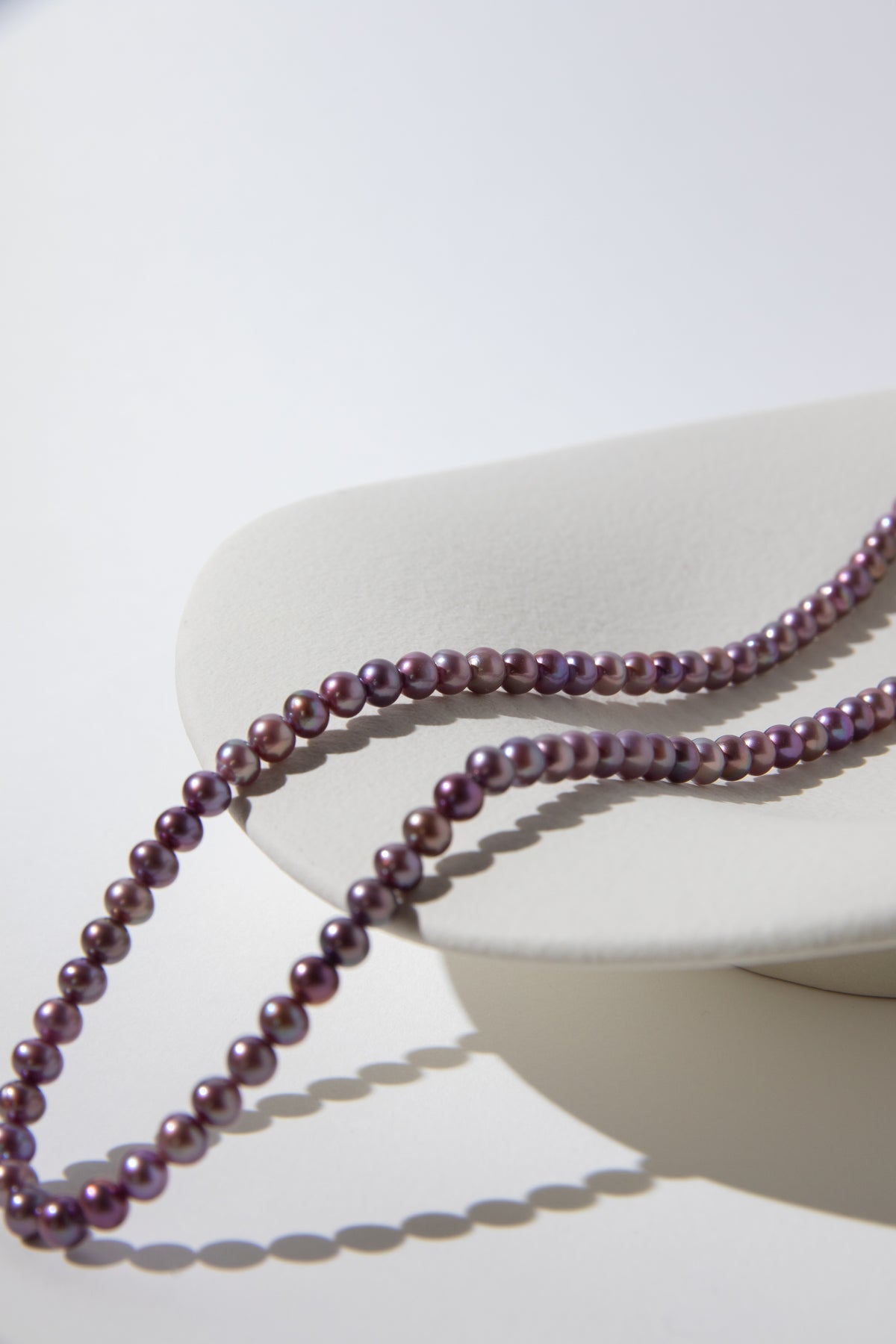 48cm long small round natural purple pearl necklace