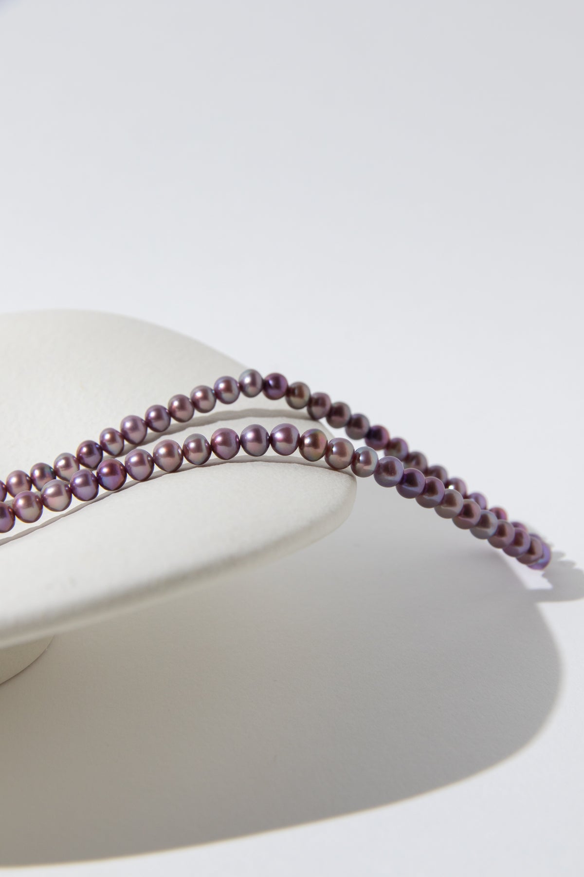 48cm long small round natural purple pearl necklace