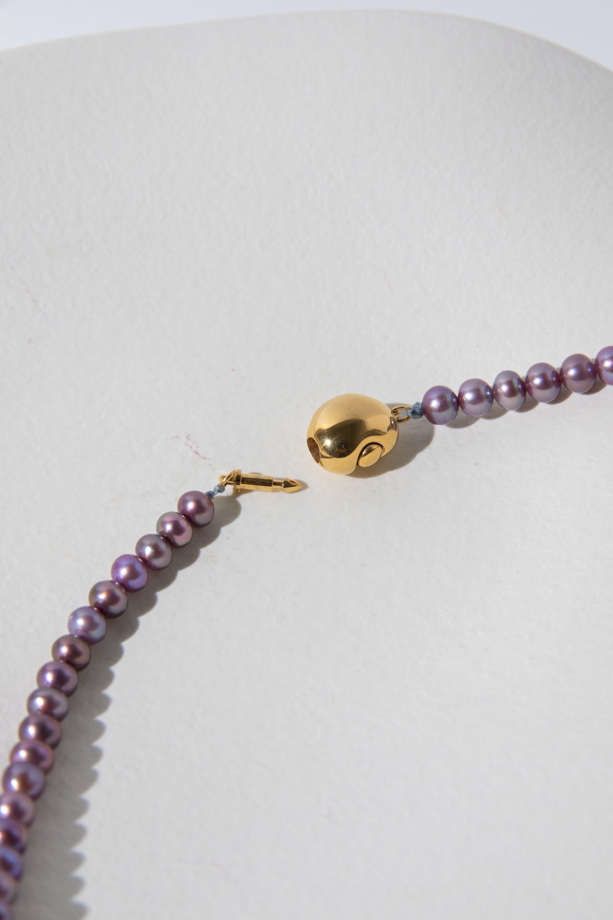 48cm long small round natural purple pearl necklace