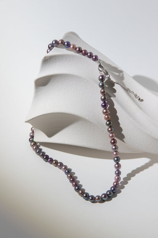 rainbow candy small round pearls necklace