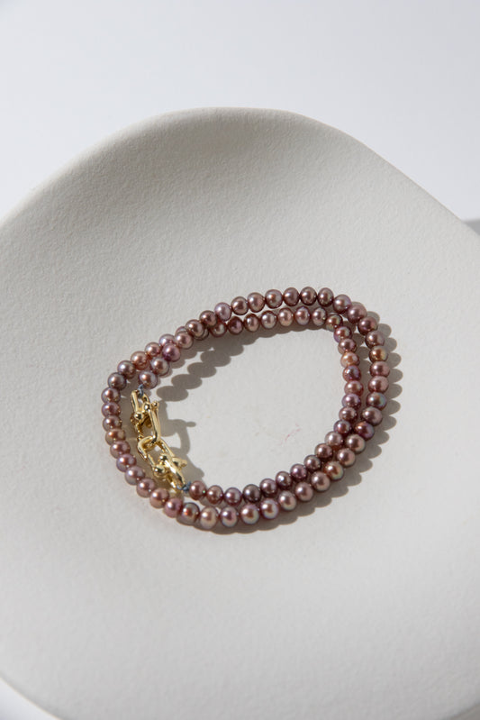double layered small pearl bracelets-lilac and brown.
