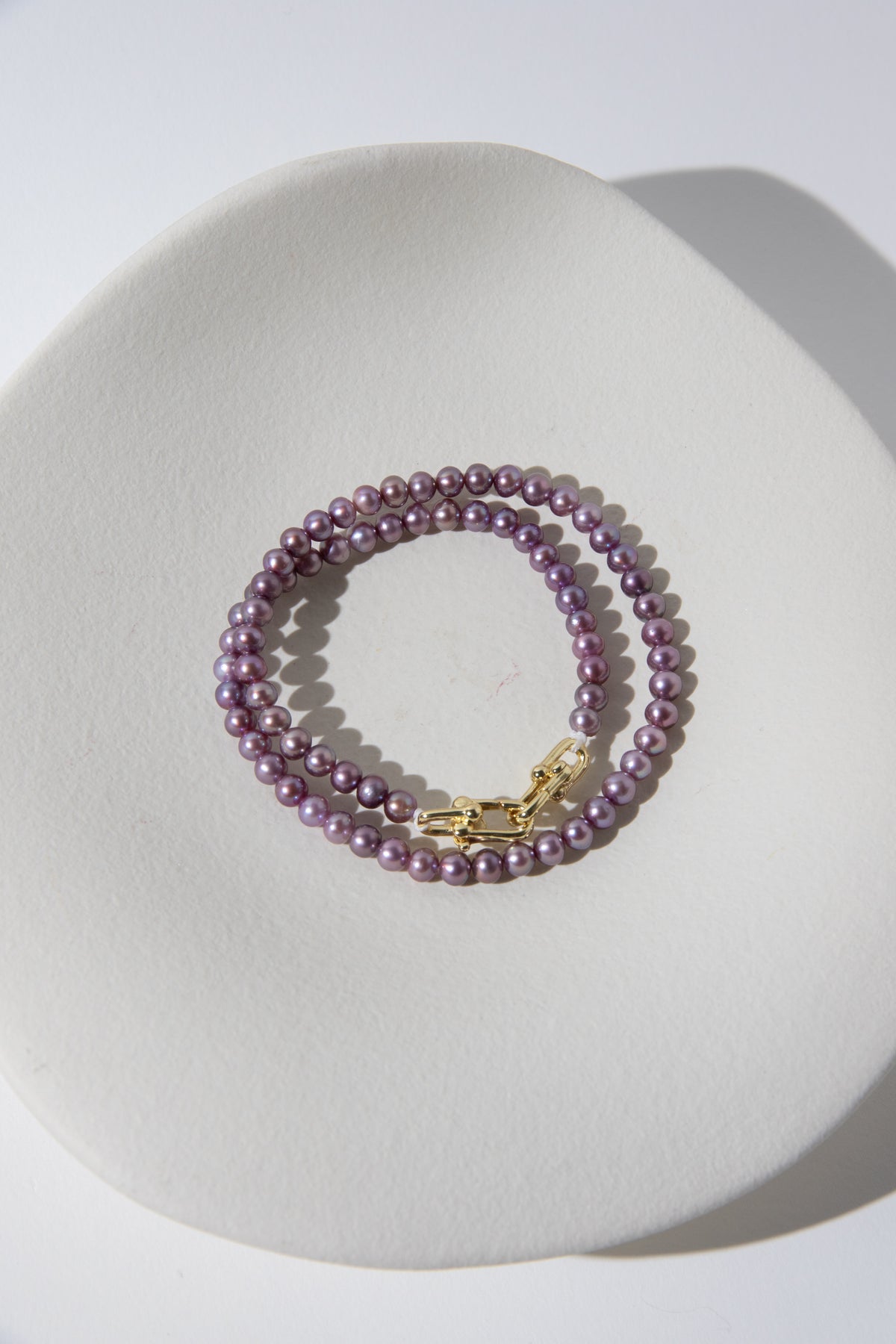 double layered small pearl bracelets-lilac and brown.