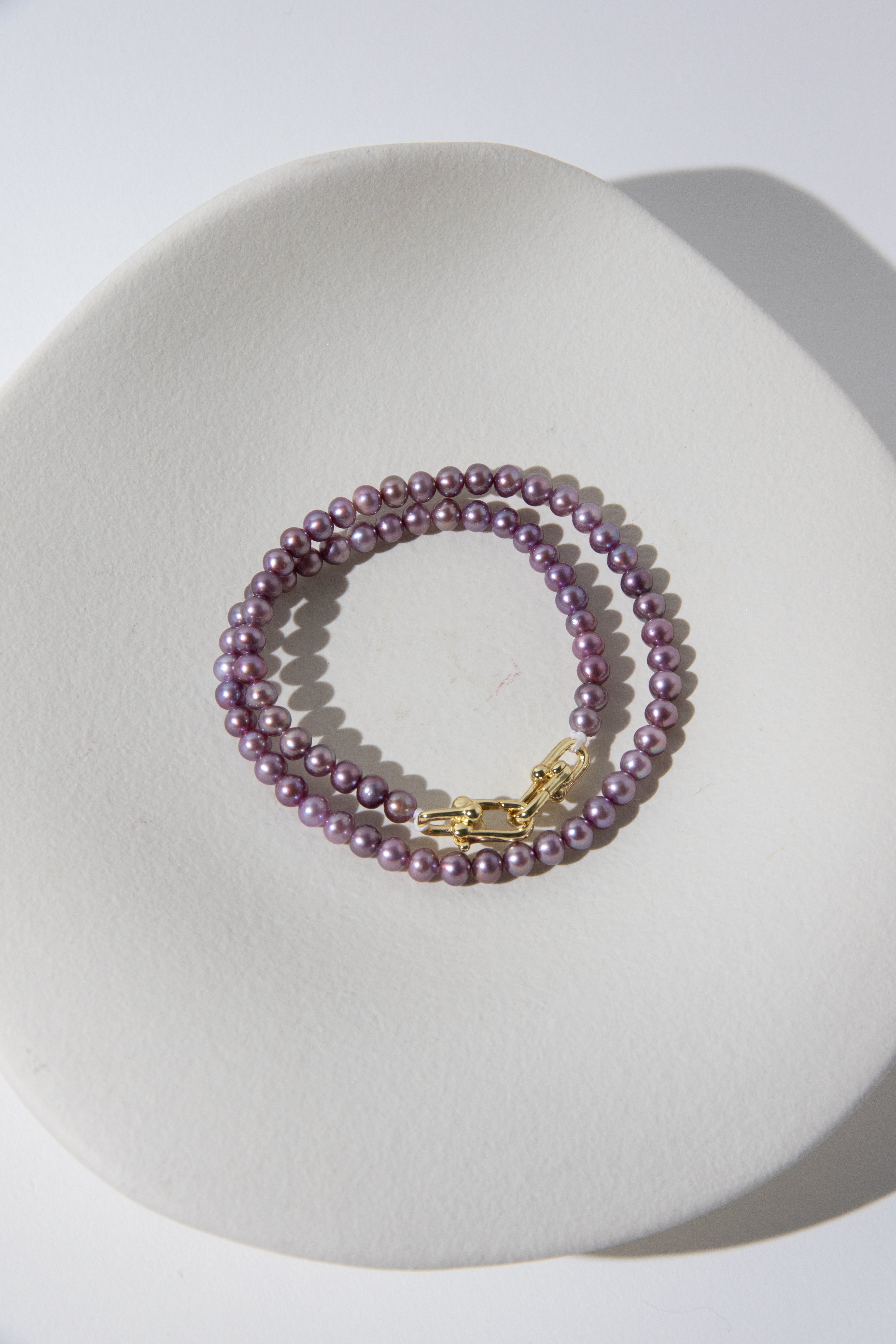 double layered small pearl bracelets-lilac and brown.