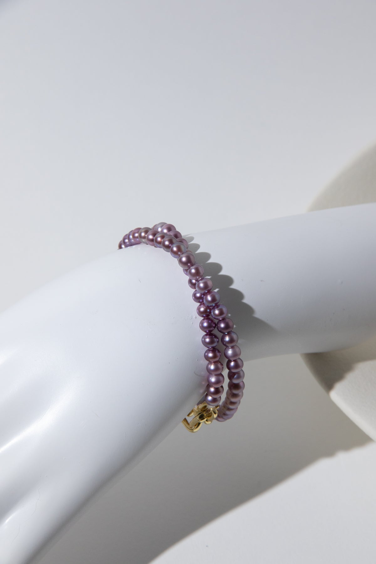 double layered small pearl bracelets-lilac and brown.