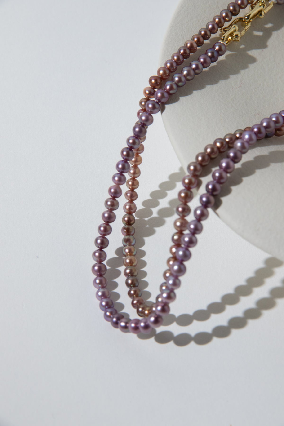 double layered small pearl bracelets-lilac and brown.