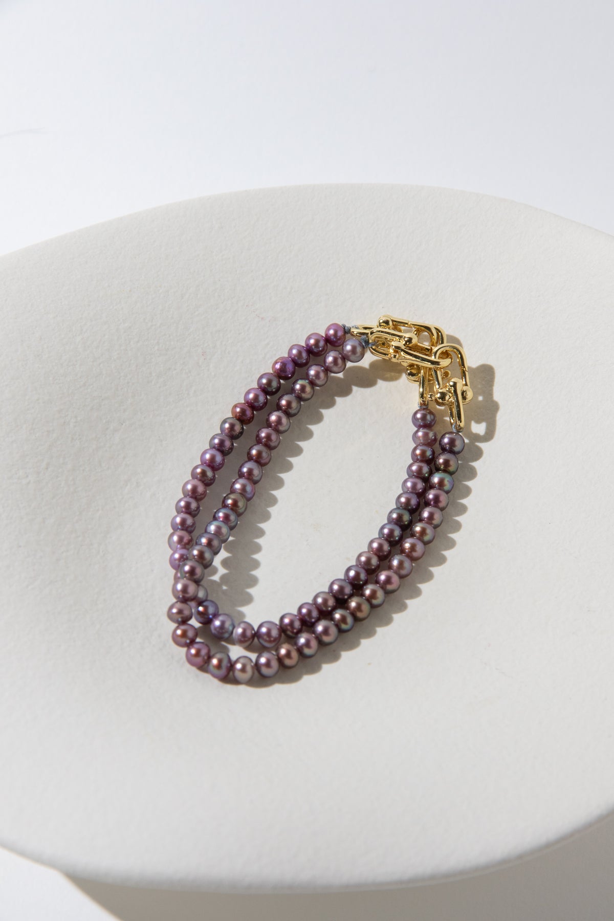 small brown purple color seedless round pearls bracelet