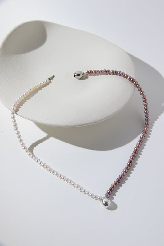 Yin-Yang balanced mini pearl necklace
