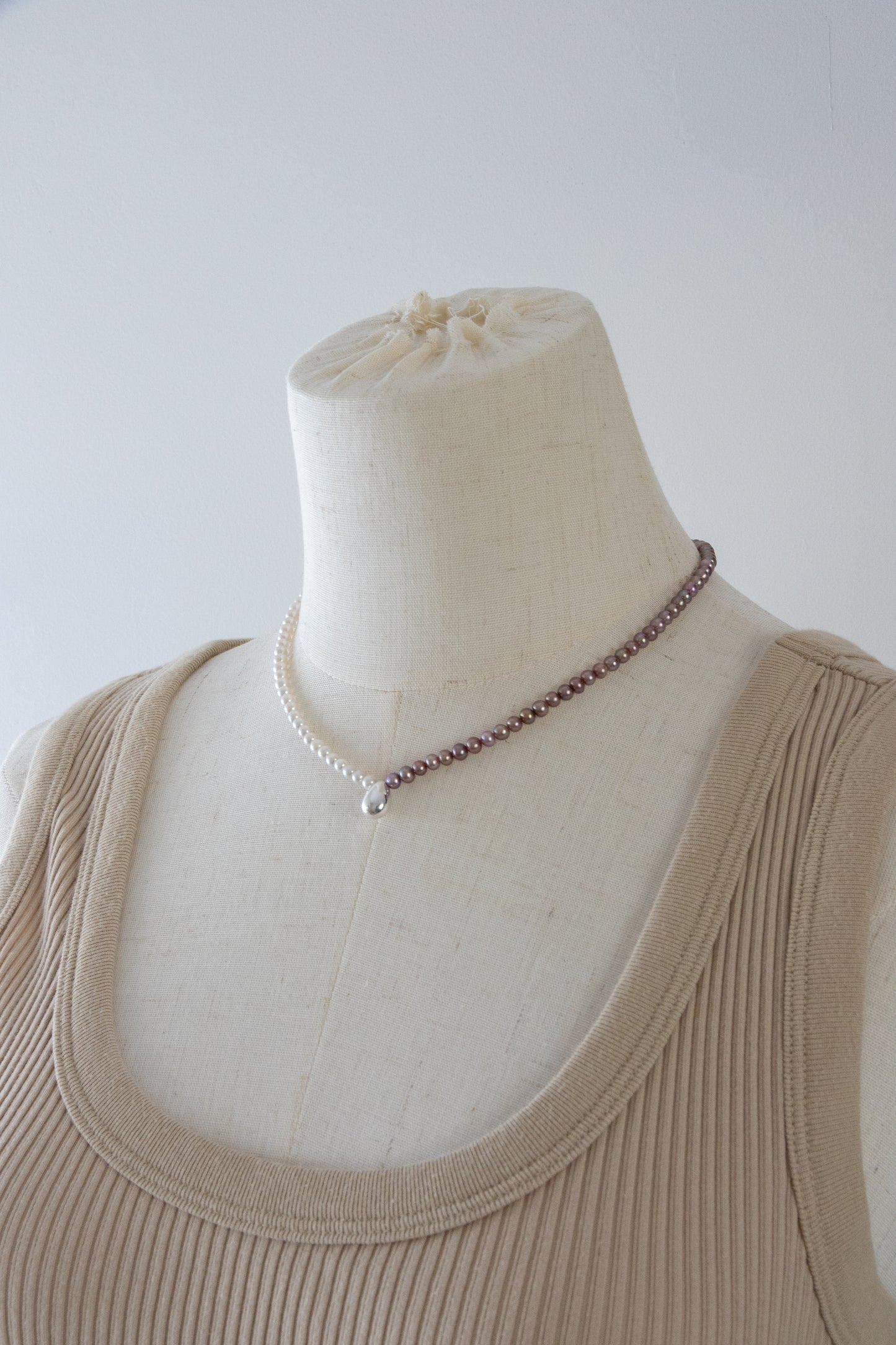 Yin-Yang balanced mini pearl necklace