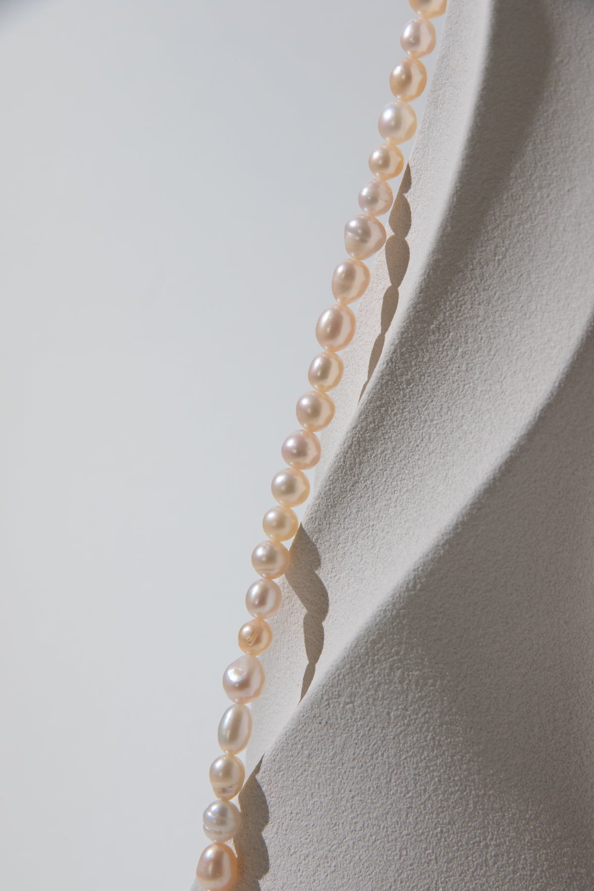 90cm long natural white and purple rice pearl long necklace