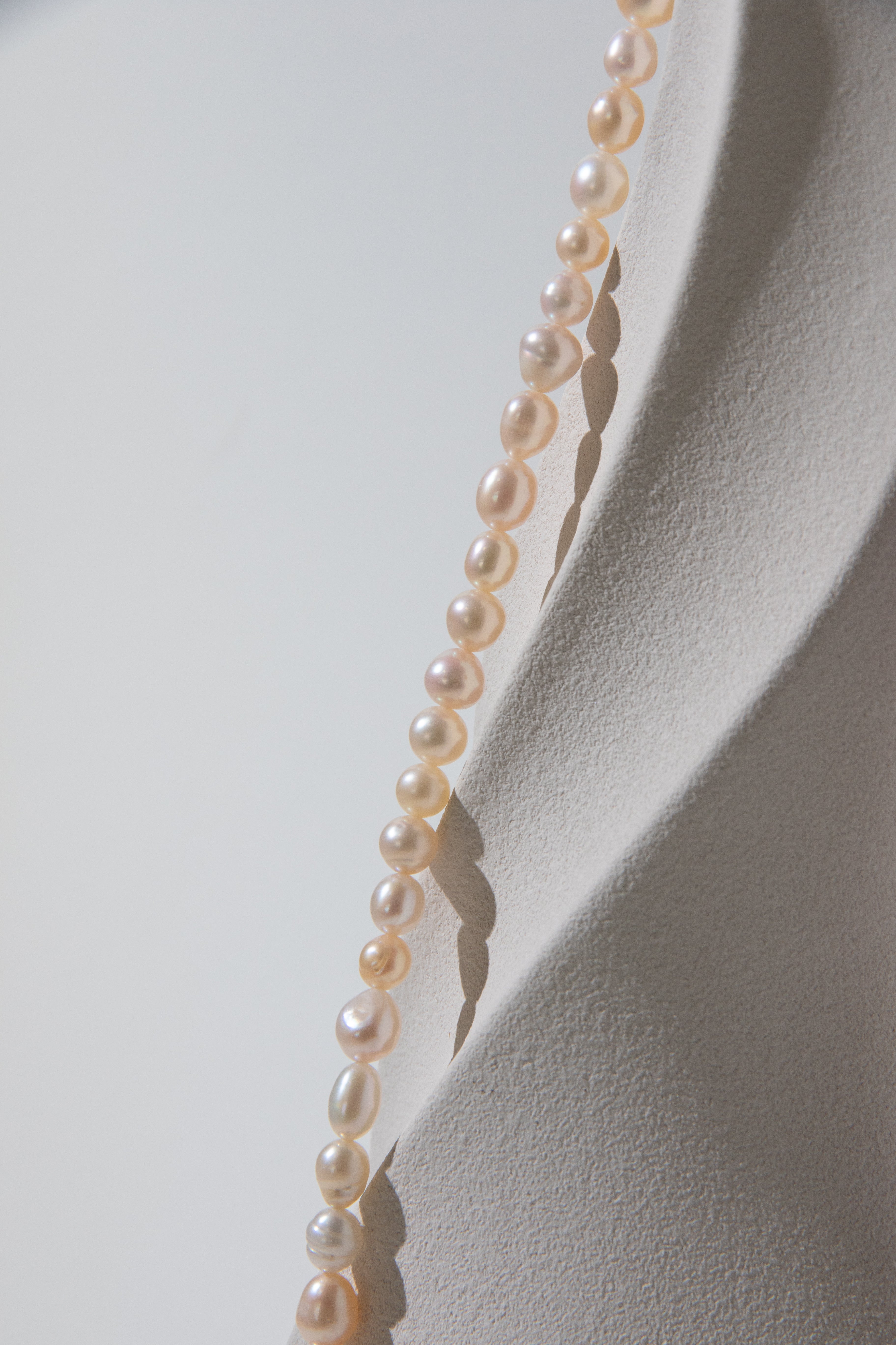 90cm long natural white and purple rice pearl long necklace
