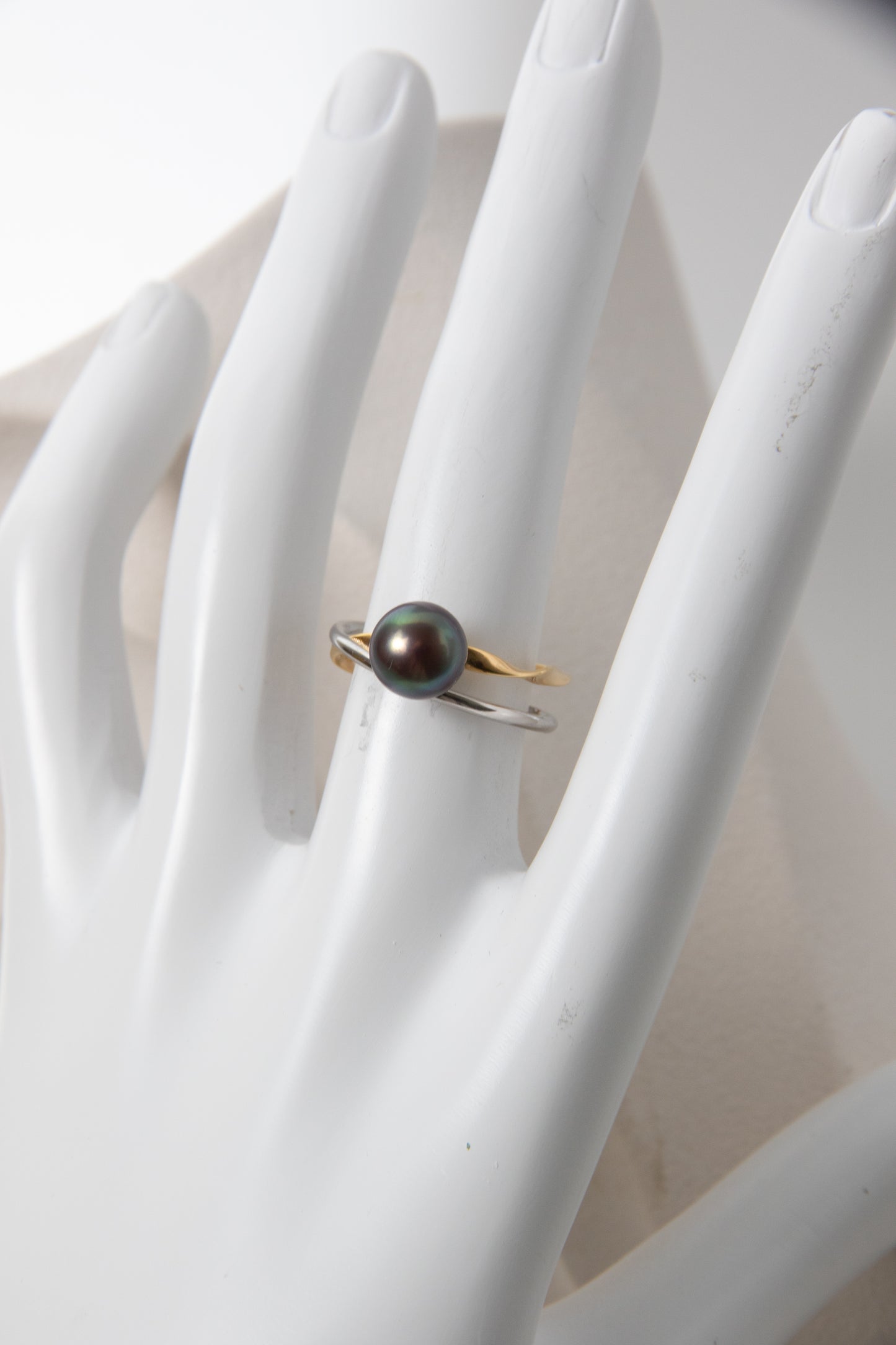 Silver Golden mixed- round pearl rings
