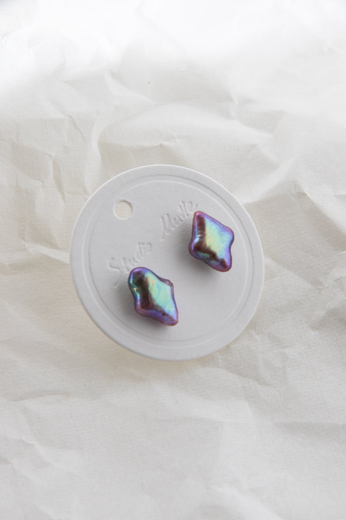 Vivid aurora purple polar star pearl ear studs-excellent level-Nr.2