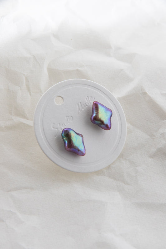 Vivid aurora purple polar star pearl ear studs-excellent level-Nr.2