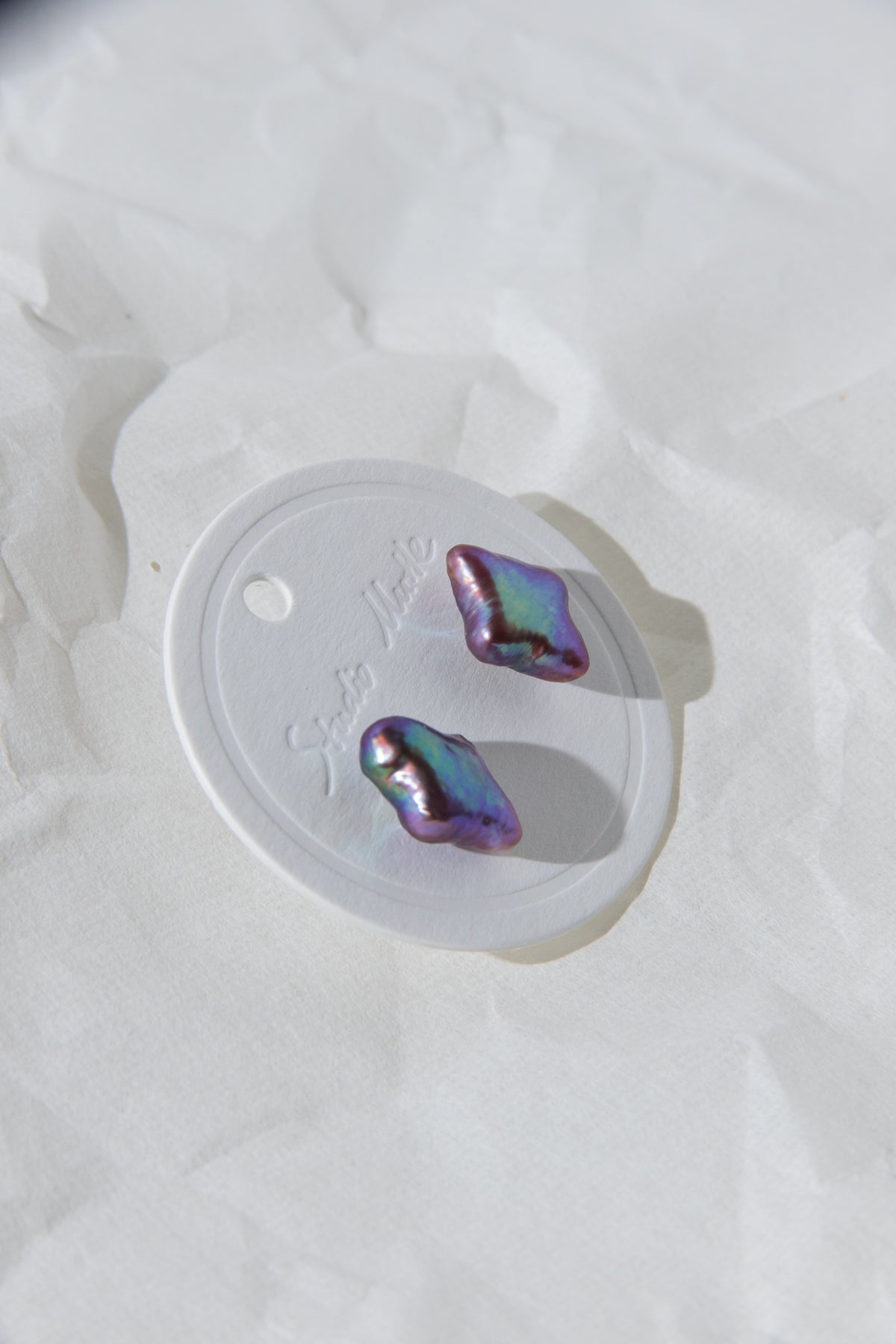 Vivid aurora purple polar star pearl ear studs-excellent level-Nr.2