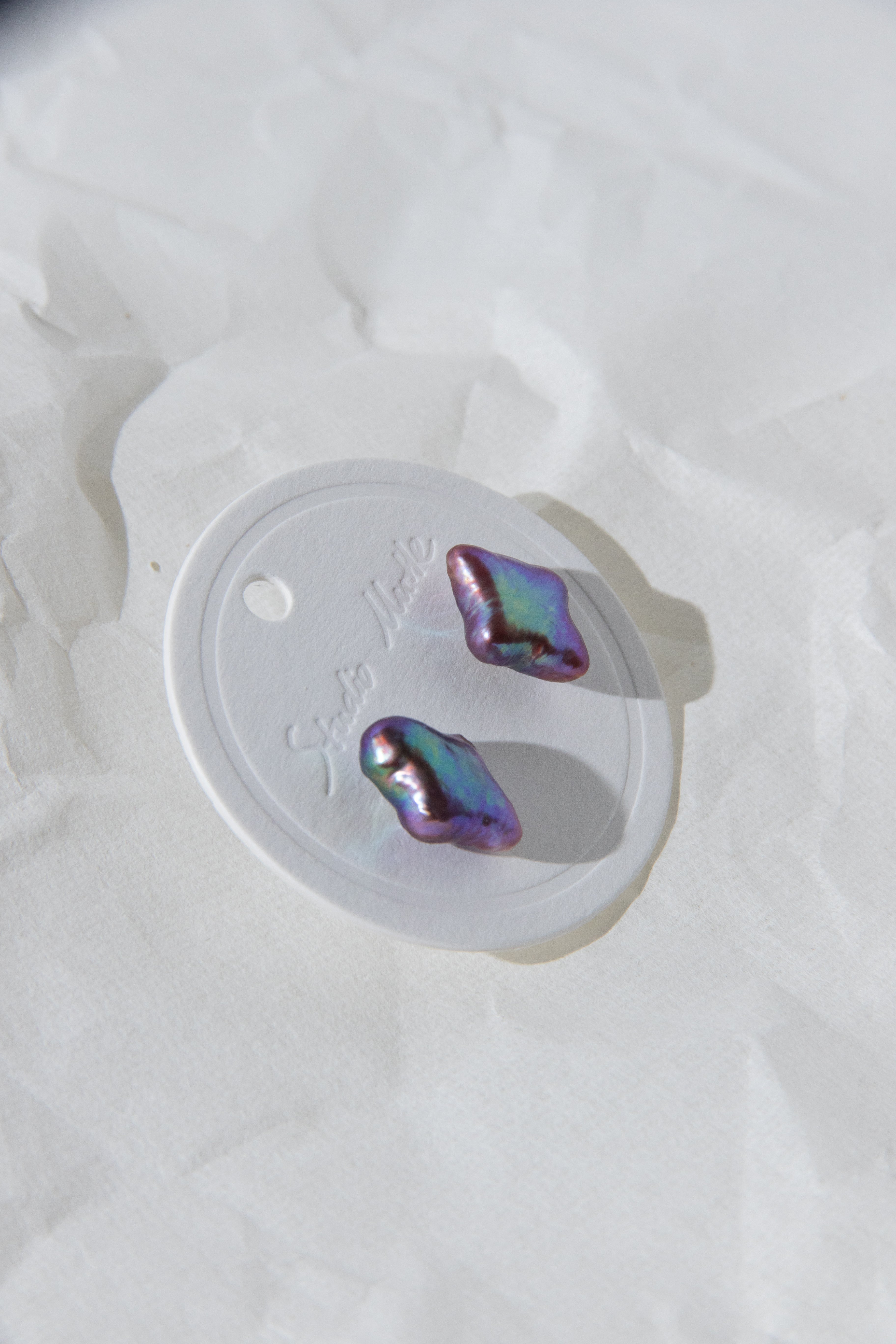 Vivid aurora purple polar star pearl ear studs-excellent level-Nr.2