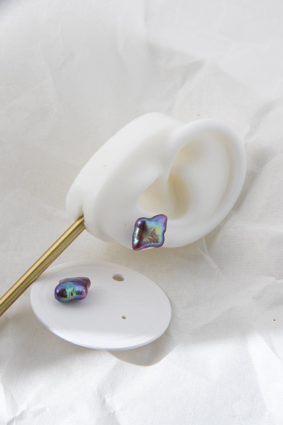 Vivid aurora purple polar star pearl ear studs-excellent level-Nr.2