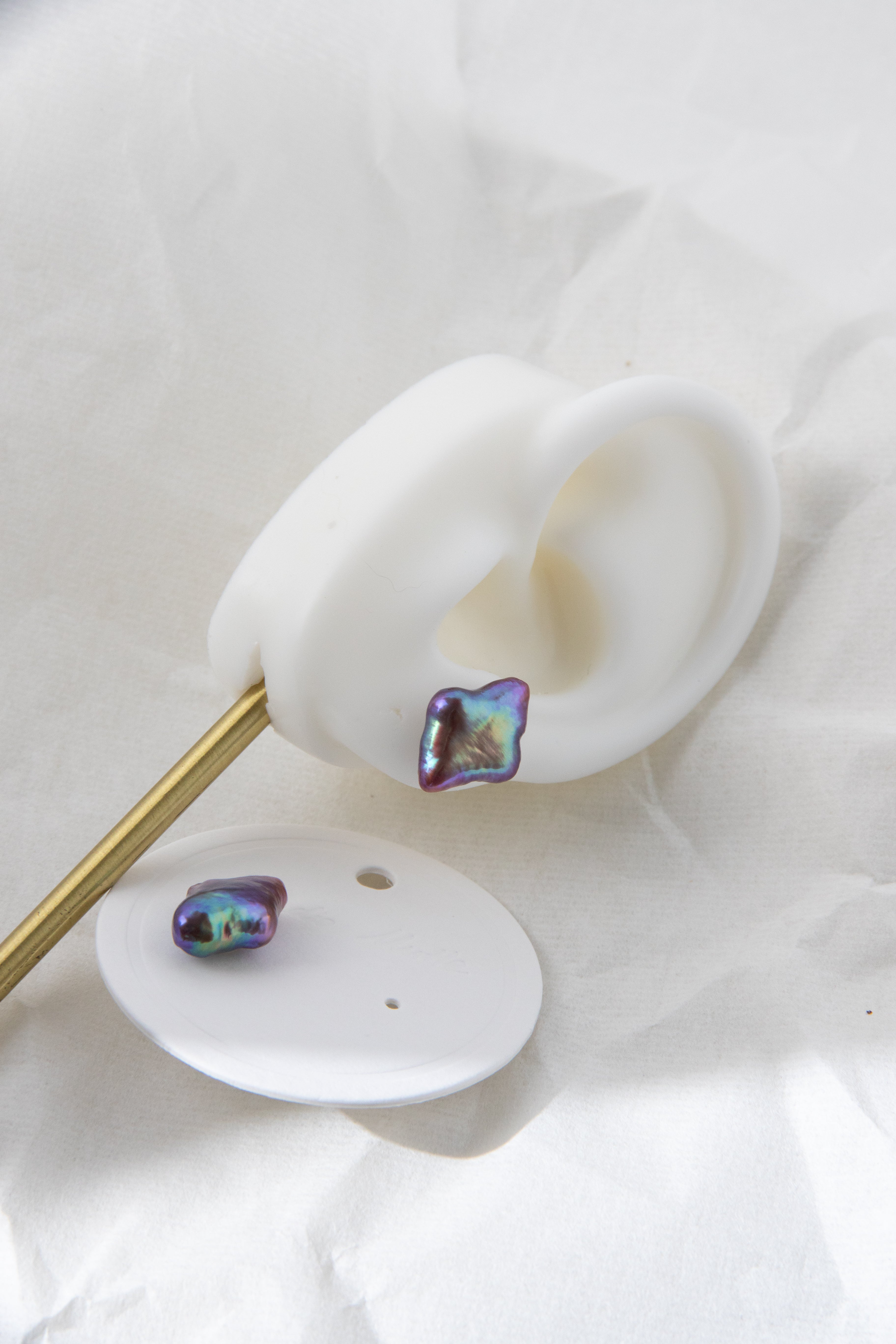 Vivid aurora purple polar star pearl ear studs-excellent level-Nr.2